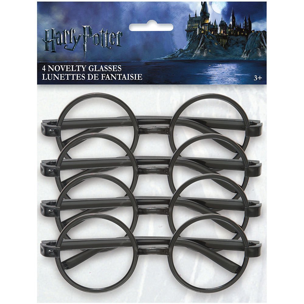 Harry Potter Black Novelty Eyeglasses - Pack of 4 - Costume Accessory for Fans & Party Dress-Up