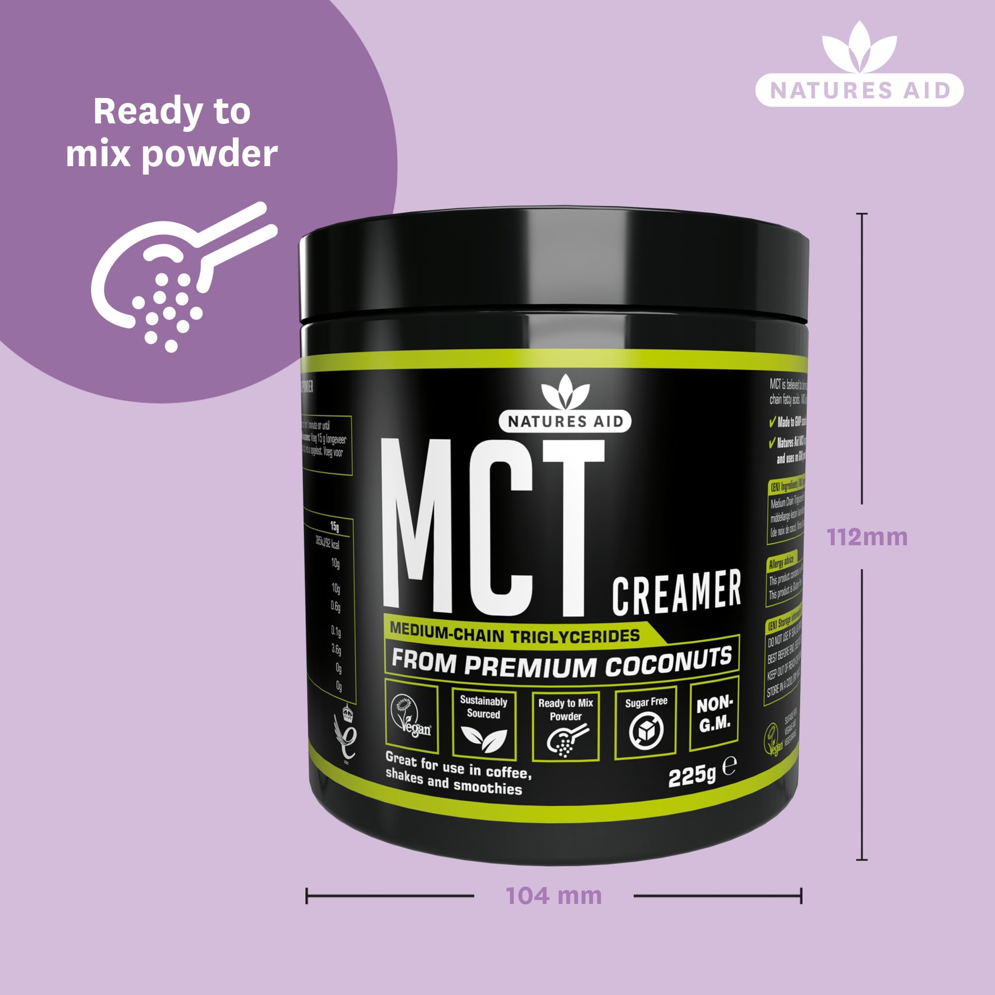 Natures Aid MCT Oil Creamer Powder - Vegan, Sustainably Sourced, Rapidly Absorbed for Energy - 100% Coconut Oil 5