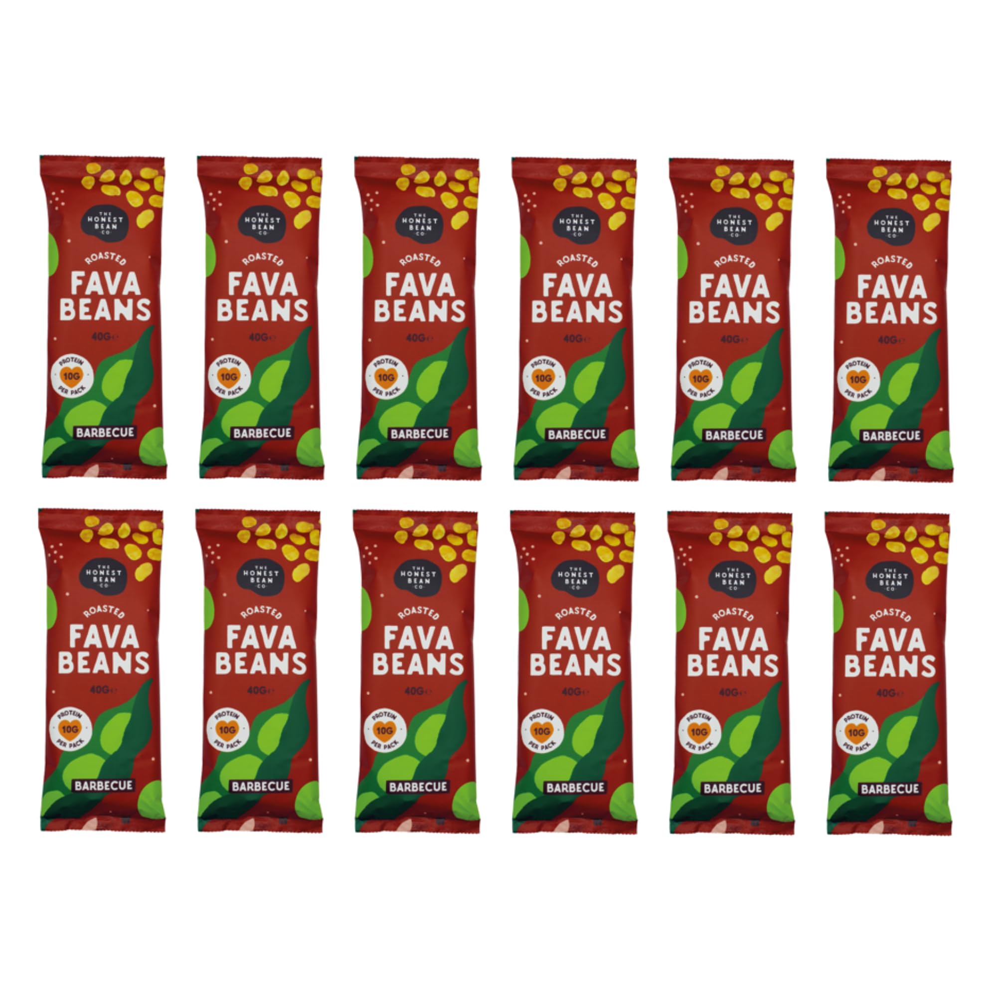 The Honest Bean Co Roasted Fava Bean BBQ - High Protein Vegan Snack | 40g Pack of 12