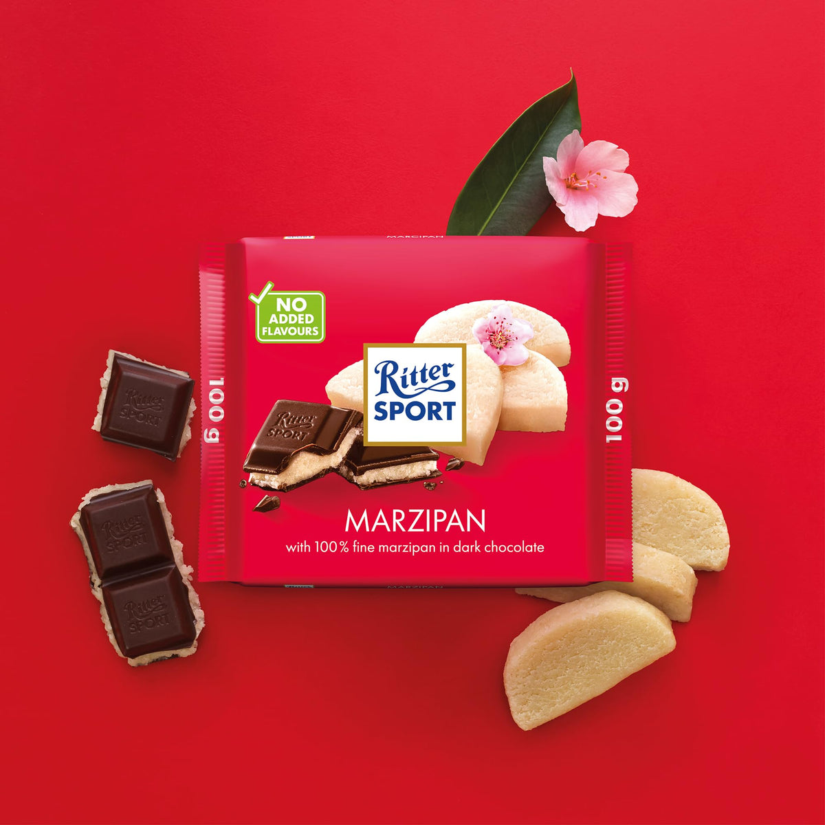 Ritter Sport Marzipan Dark Chocolate Bar - 100g