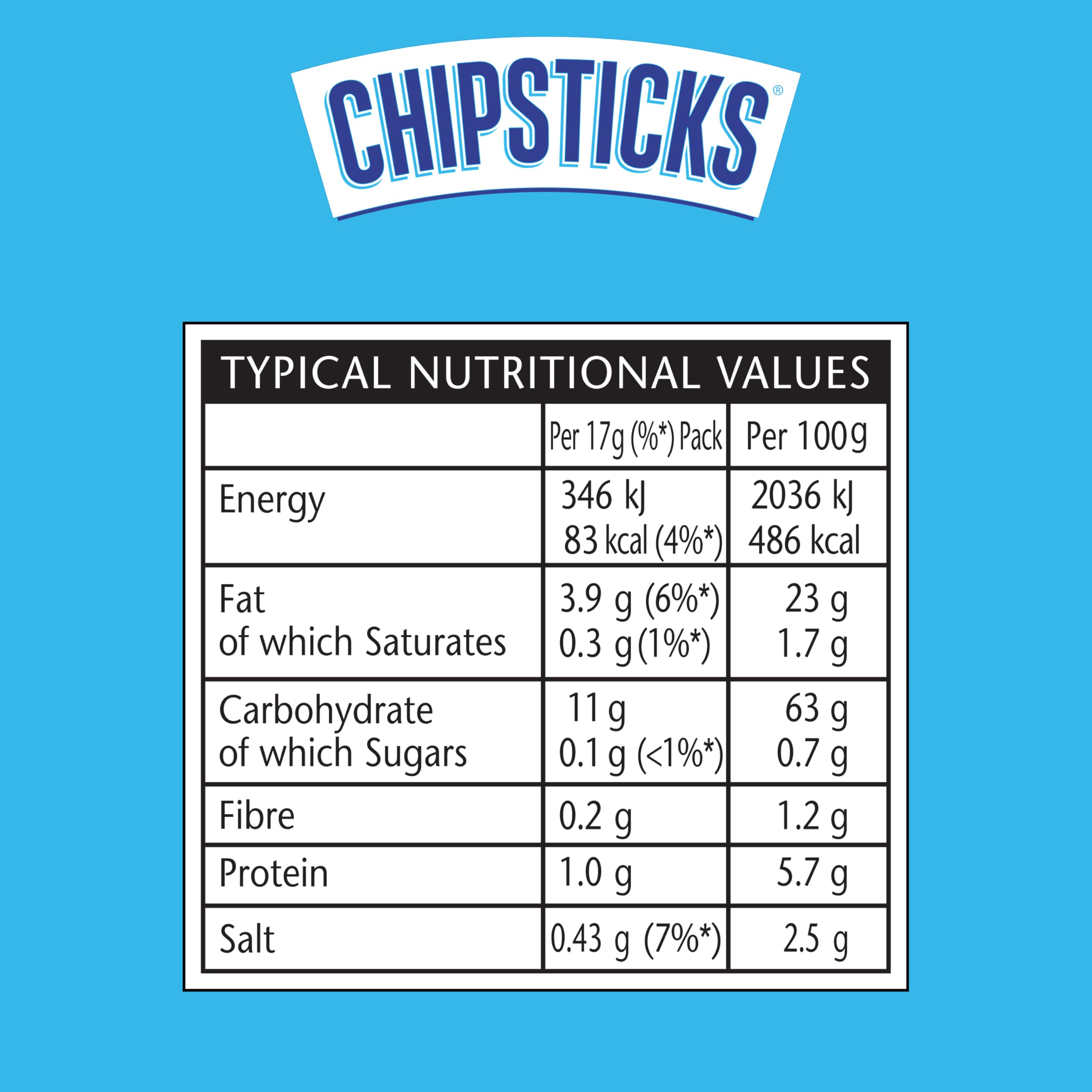 Smiths Chipsticks Salt & Vinegar Flavour Crisps Multipack 6 x 17g