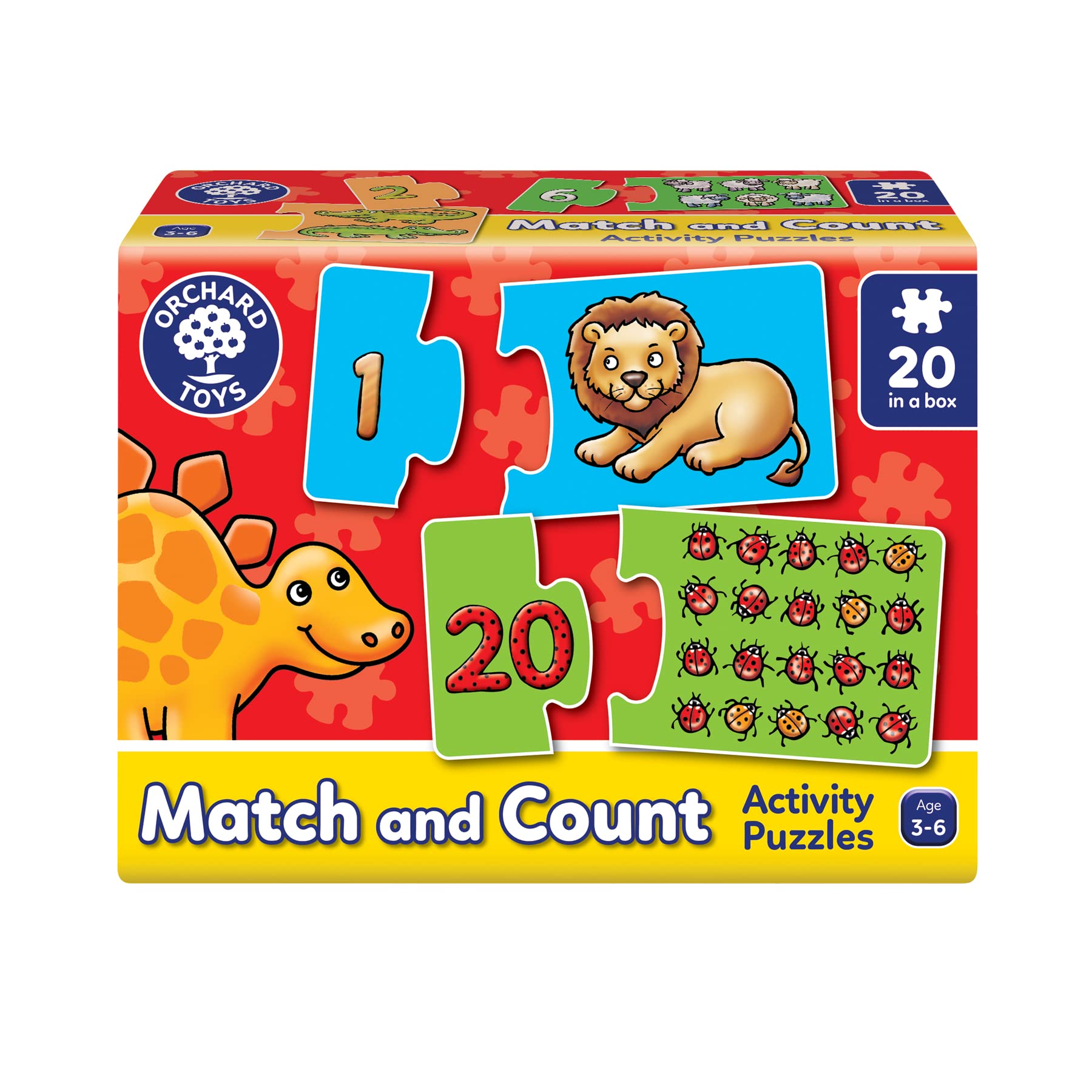 Orchard Toys Match and Count Jigsaws - Learn Numbers 1-20 | 20 x 2-Piece Puzzles for Ages 3+