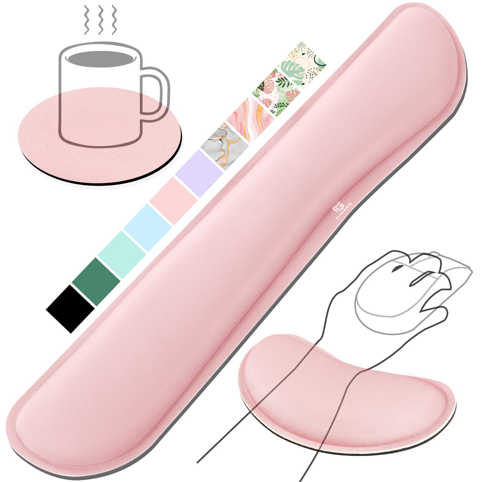 Gimars Upgrade Enlarge Silky Gel Memory Foam Wrist Rest for Keyboard & Mouse | 3CM Thick | Pink 1