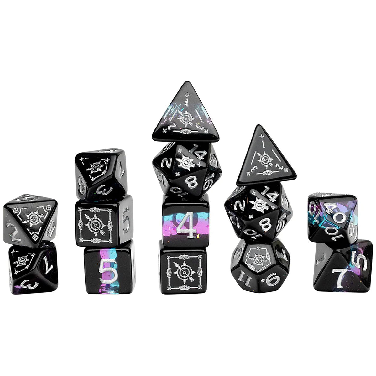GTS Distribution D&D Adventure Dice - Ranger: Black & Blue - 14pc RPG Dice Set