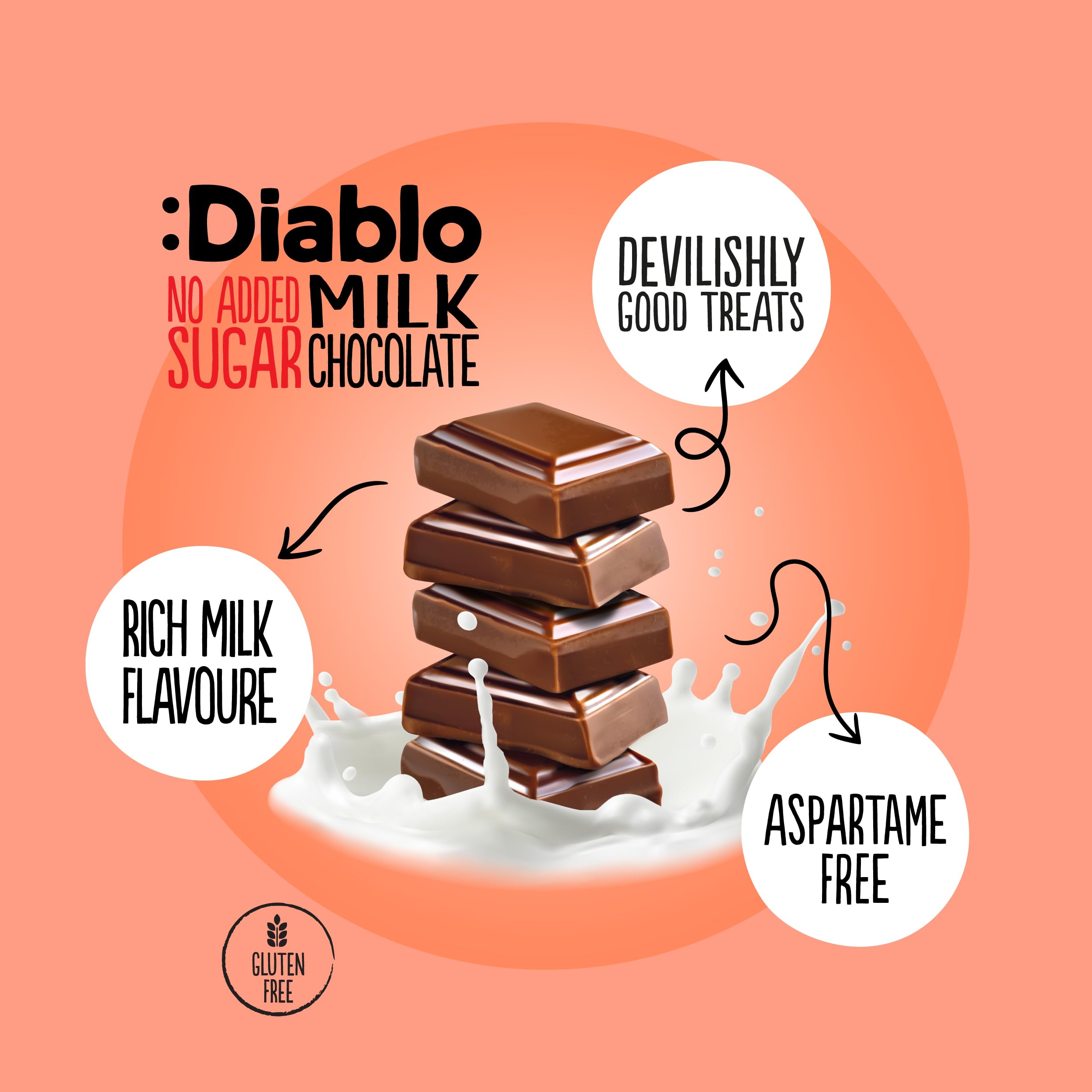 Diablo Milk Chocolate - Maltitol Sweetened, No Added Sugar, Gluten Free 6