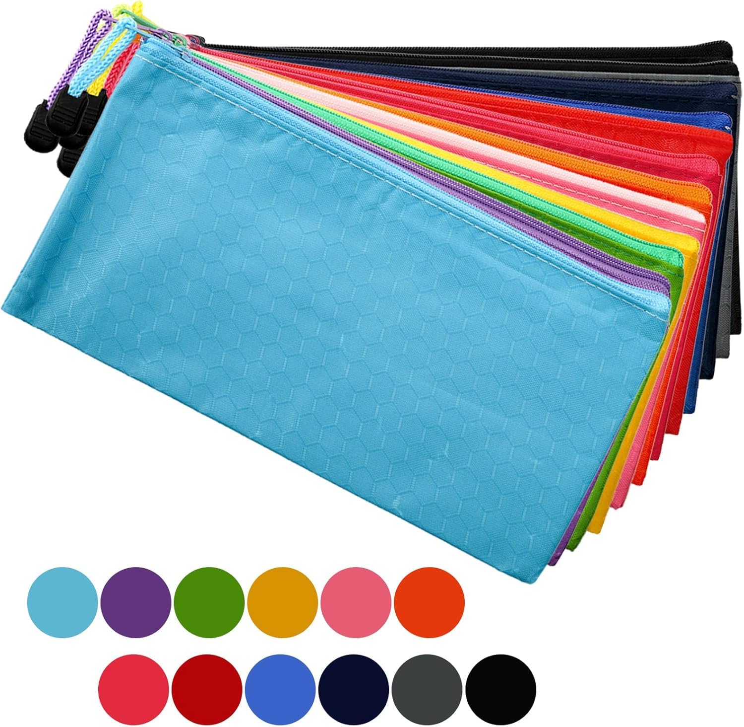 SOUJOY 36PCS Zipper Pencil Pouches - PVC Multicolor Zip File Bags | 22.8x12cm | Waterproof 3