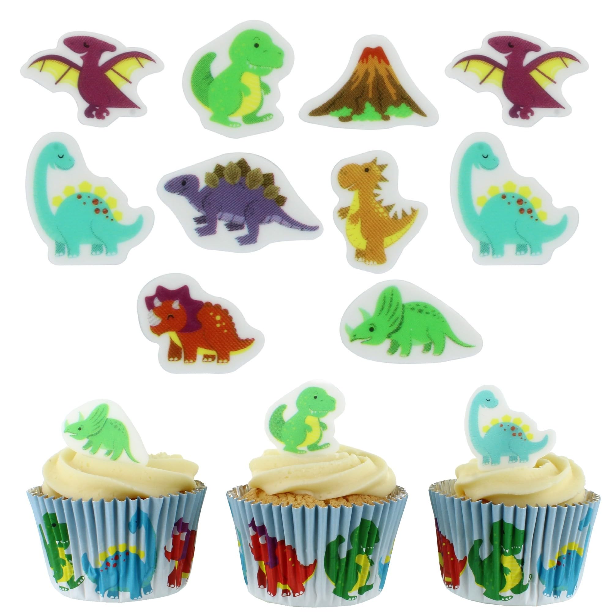 Culpitt - Dinosaur Sugar Decorations 32 Pack Edible Cupcake Toppers