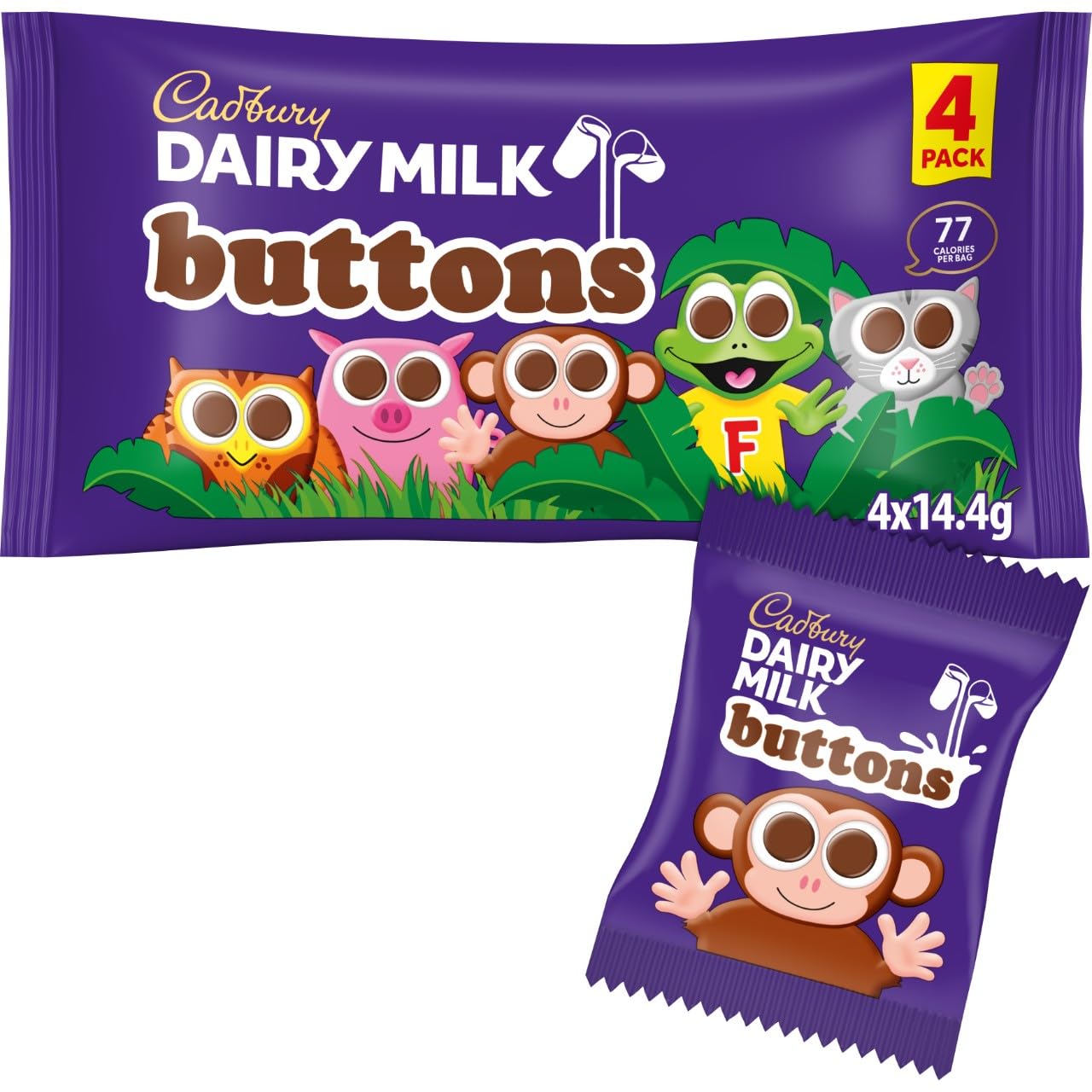 Cadbury Dairy Milk Chocolate Buttons, Treatsize Bags, 14 g (Pack of 4)