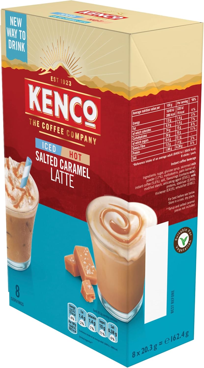 Kenco - Salted Caramel Iced/Hot Latte Instant Coffee Sachets (Pack of 5, 40 Total) 3