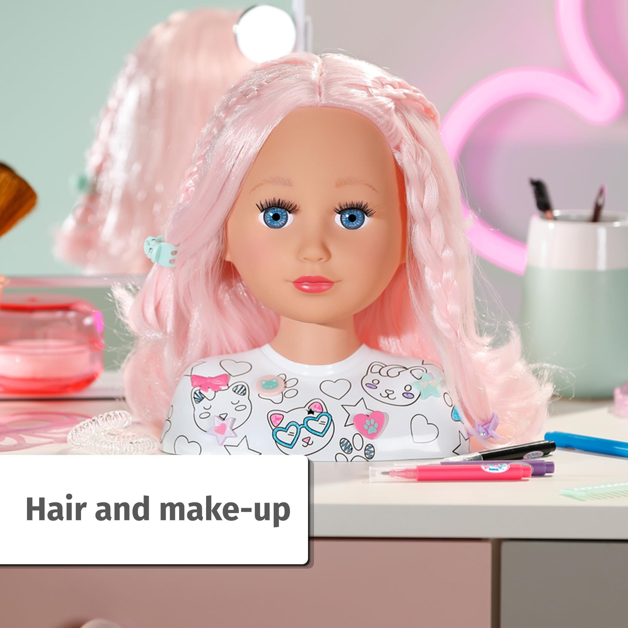 BABY born Styling Head Artist with Face Stencil and Hair Accessories 11