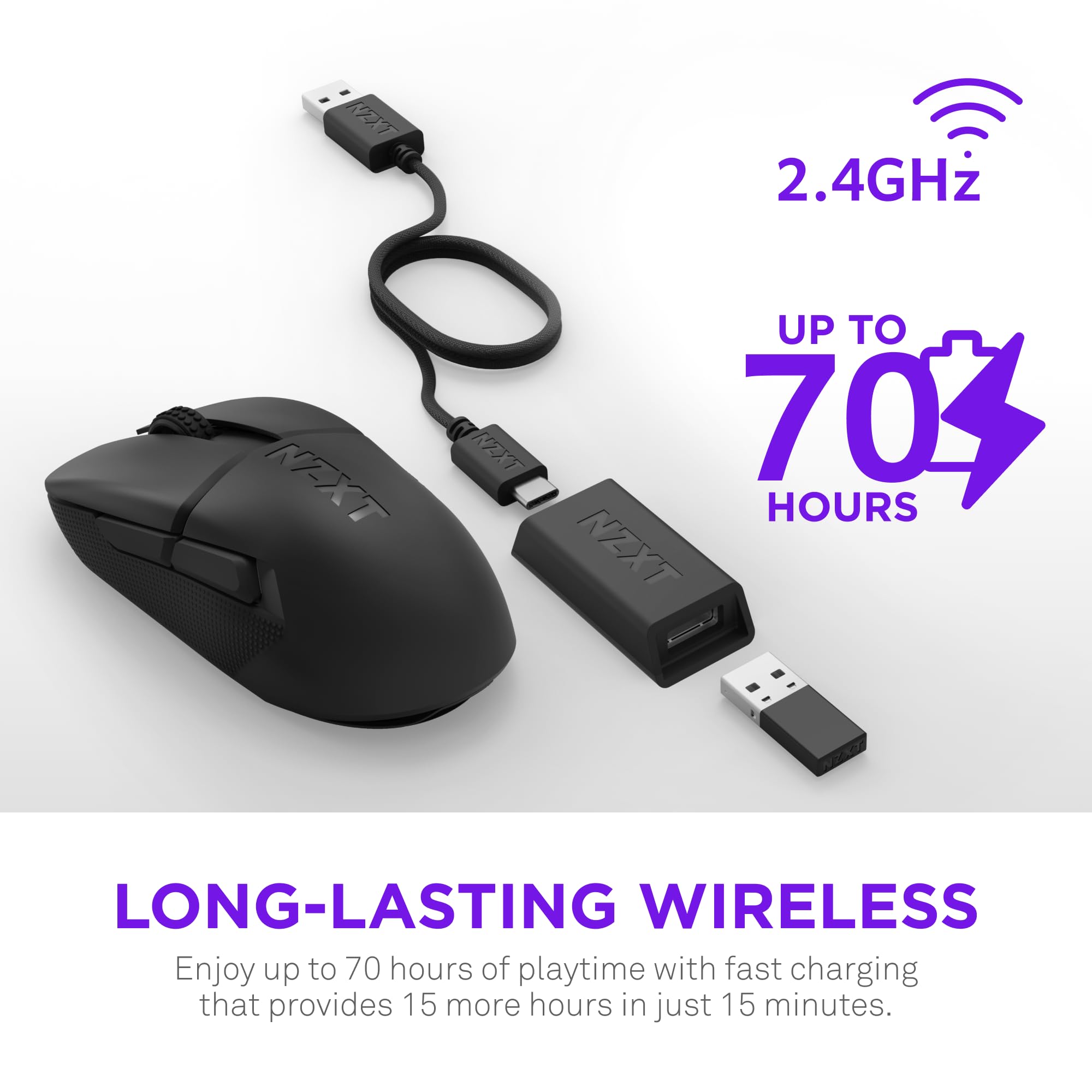 NZXT Lift Elite Wireless Gaming Mouse - 57g Ultra-Lightweight with 26,000 DPI Sensor & 4K/8K Polling Rate 8