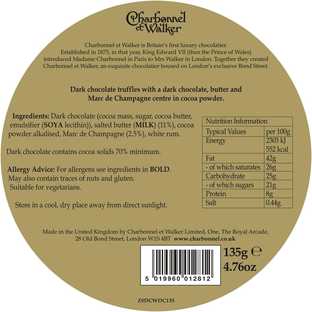 Charbonnel et Walker Dark Marc de Champagne Truffles, 135g 3