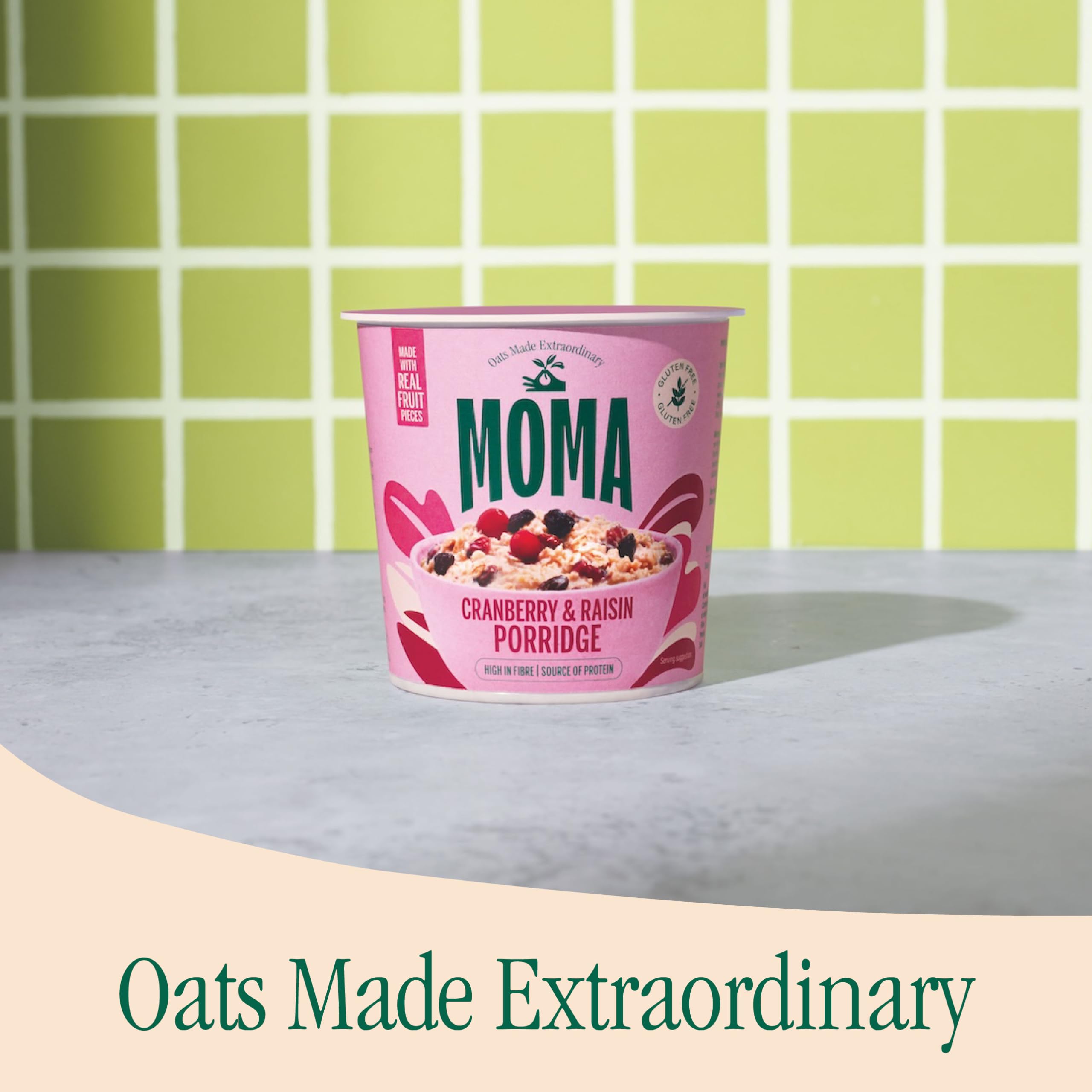 MOMA Instant Porridge Pots Cranberry & Raisin - 70g - Gluten Free, High Fibre, Source of Protein, Rich in Vitamin B6 6