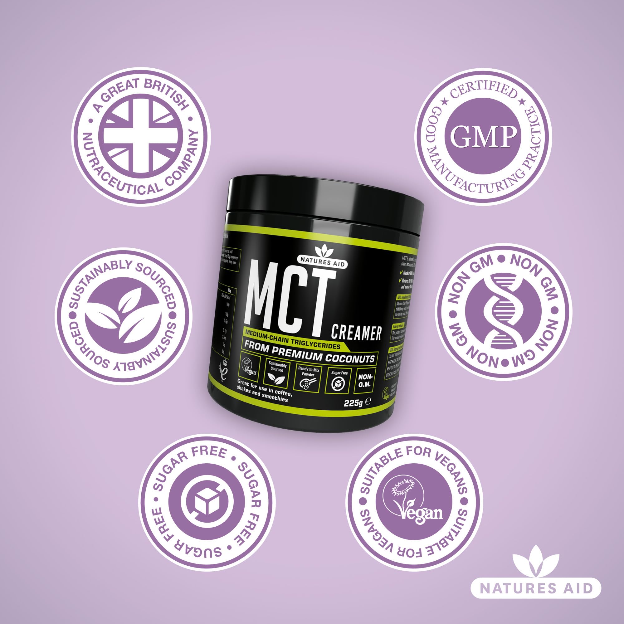 Natures Aid MCT Oil Creamer Powder - Vegan, Sustainably Sourced, Rapidly Absorbed for Energy - 100% Coconut Oil 6