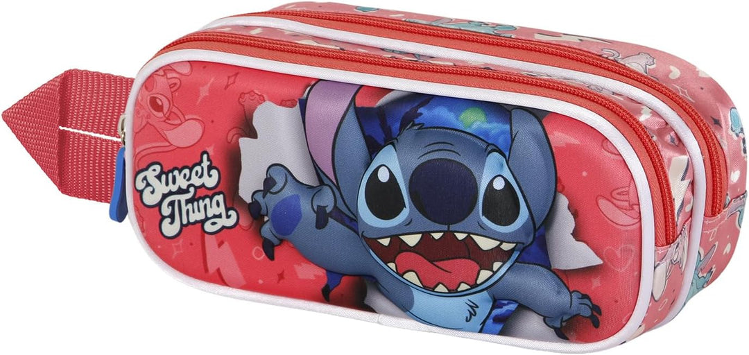 Lilo and Stitch Thing-3D Double Pencil Case, Pink, 22 x 9.5 cm