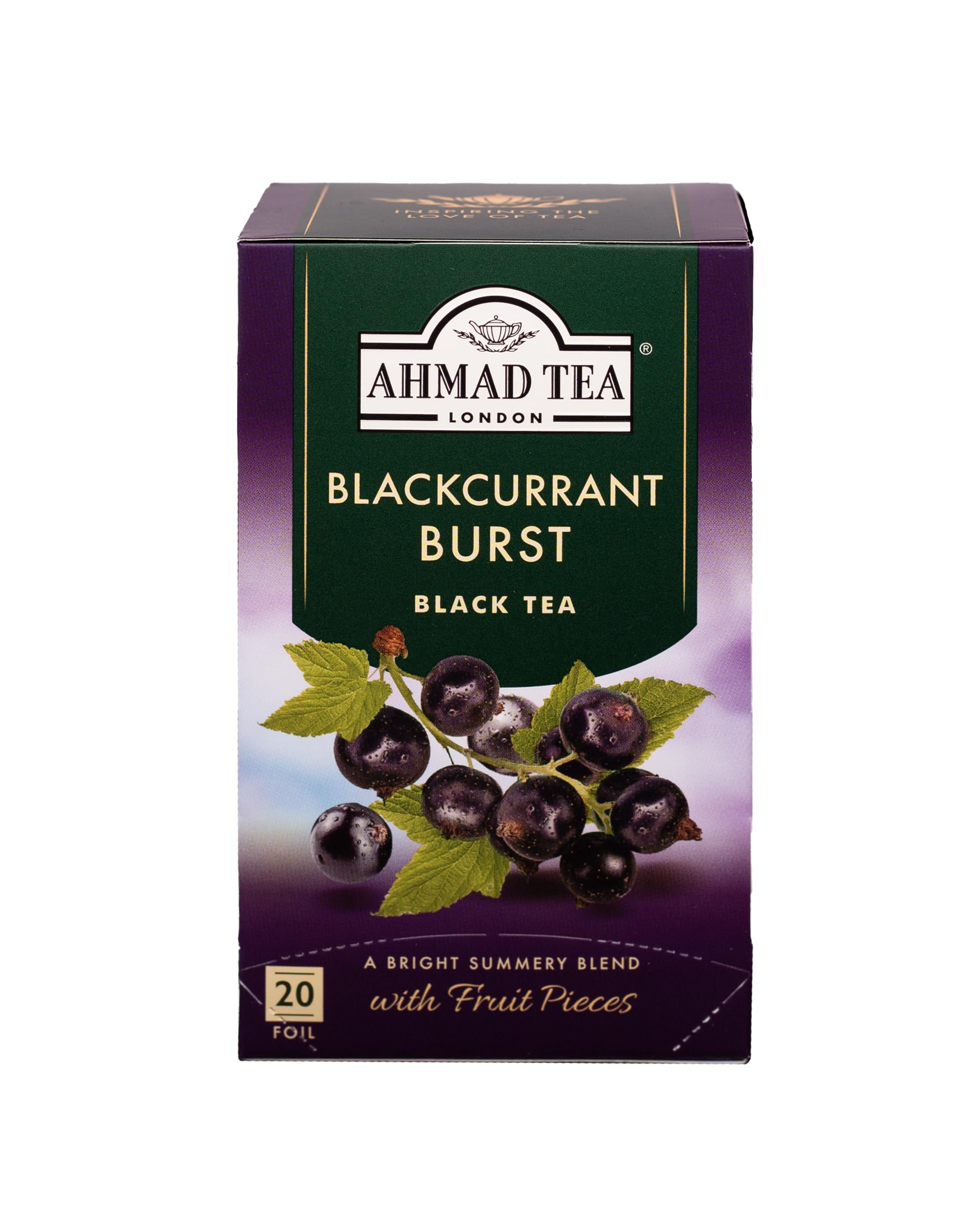 Ahmad Tea Blackcurrant Burst Fruit Black Tea - 20 Teabags | Black Tea & Blackcurrant Flavoring 1