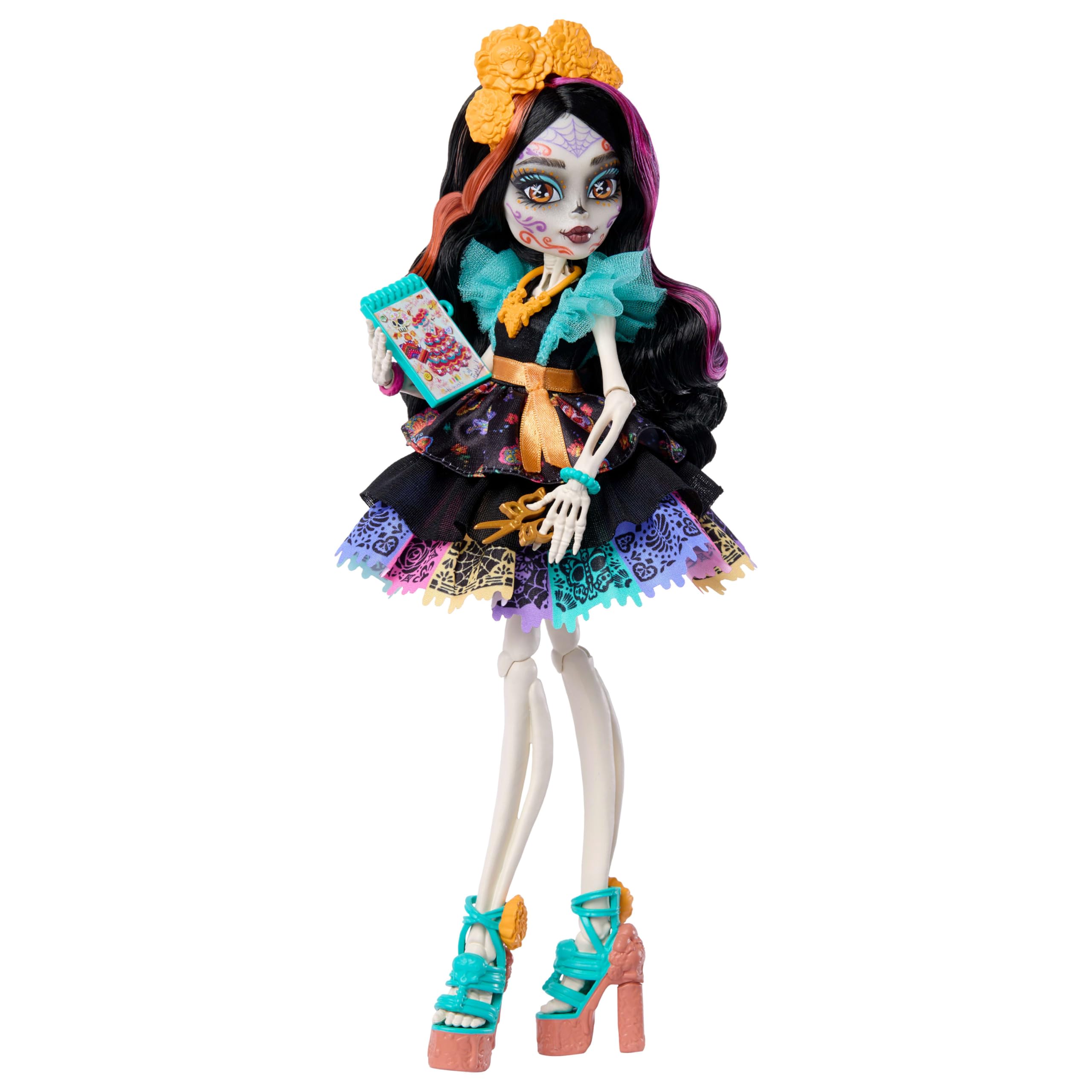 Monster High Skelita Calaveras Doll - Colorful Papel Picado Dress with Pet & Accessories