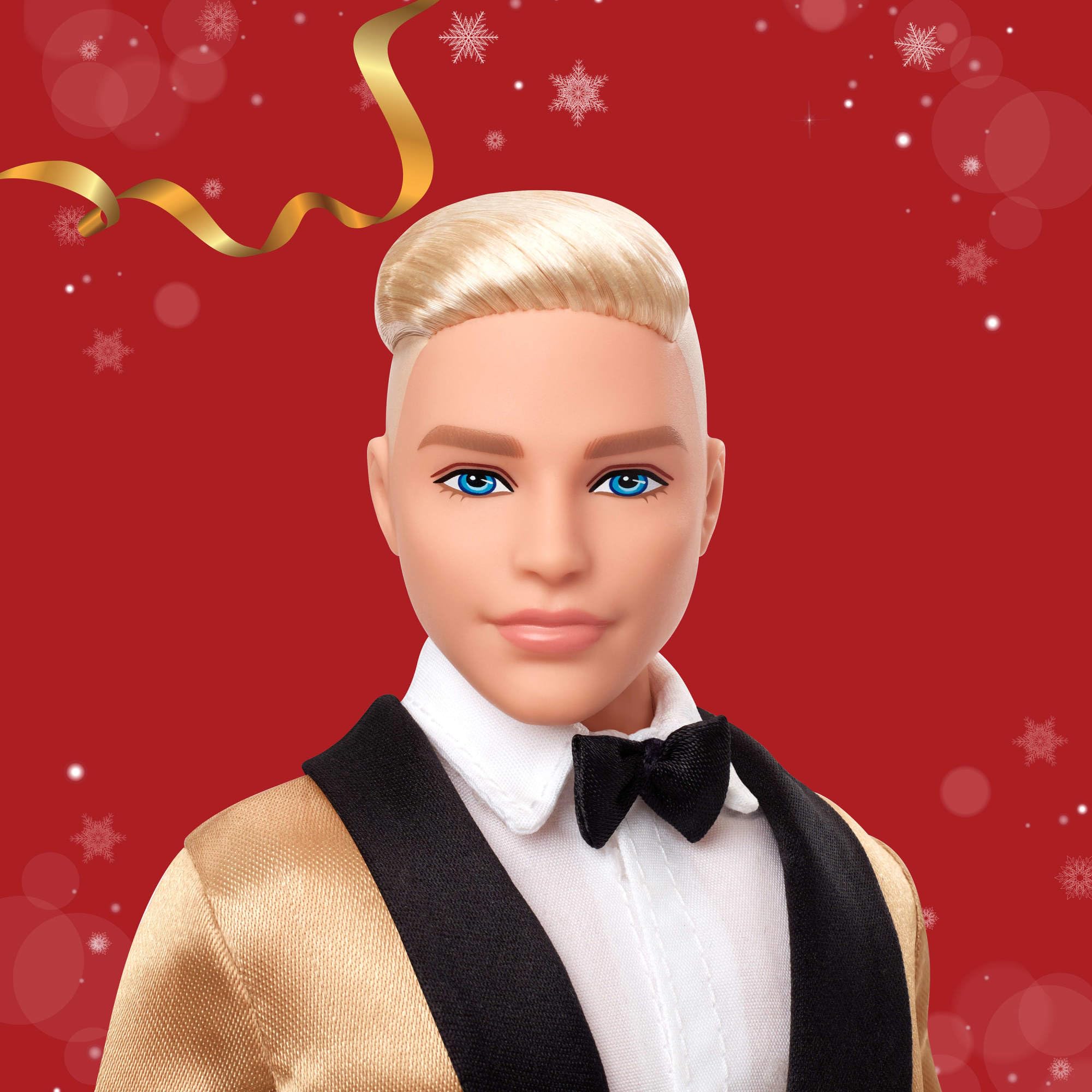 Barbie Signature 2025 Holiday Blonde Ken Collectible Fashion Doll - Golden Satin Suit & Platinum Hair 8