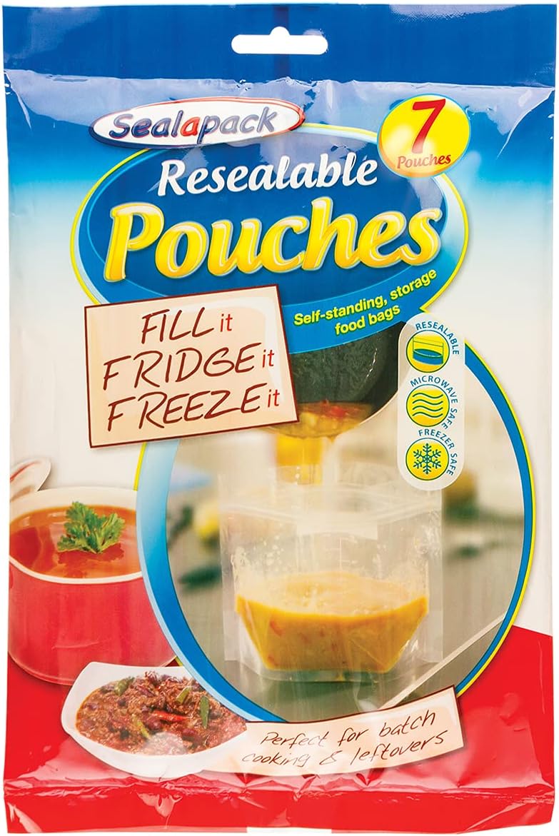 Sealapack Re-Sealable Pouches - Clear, Freezer & Fridge Safe, Cook & Freeze Food Storage Bags