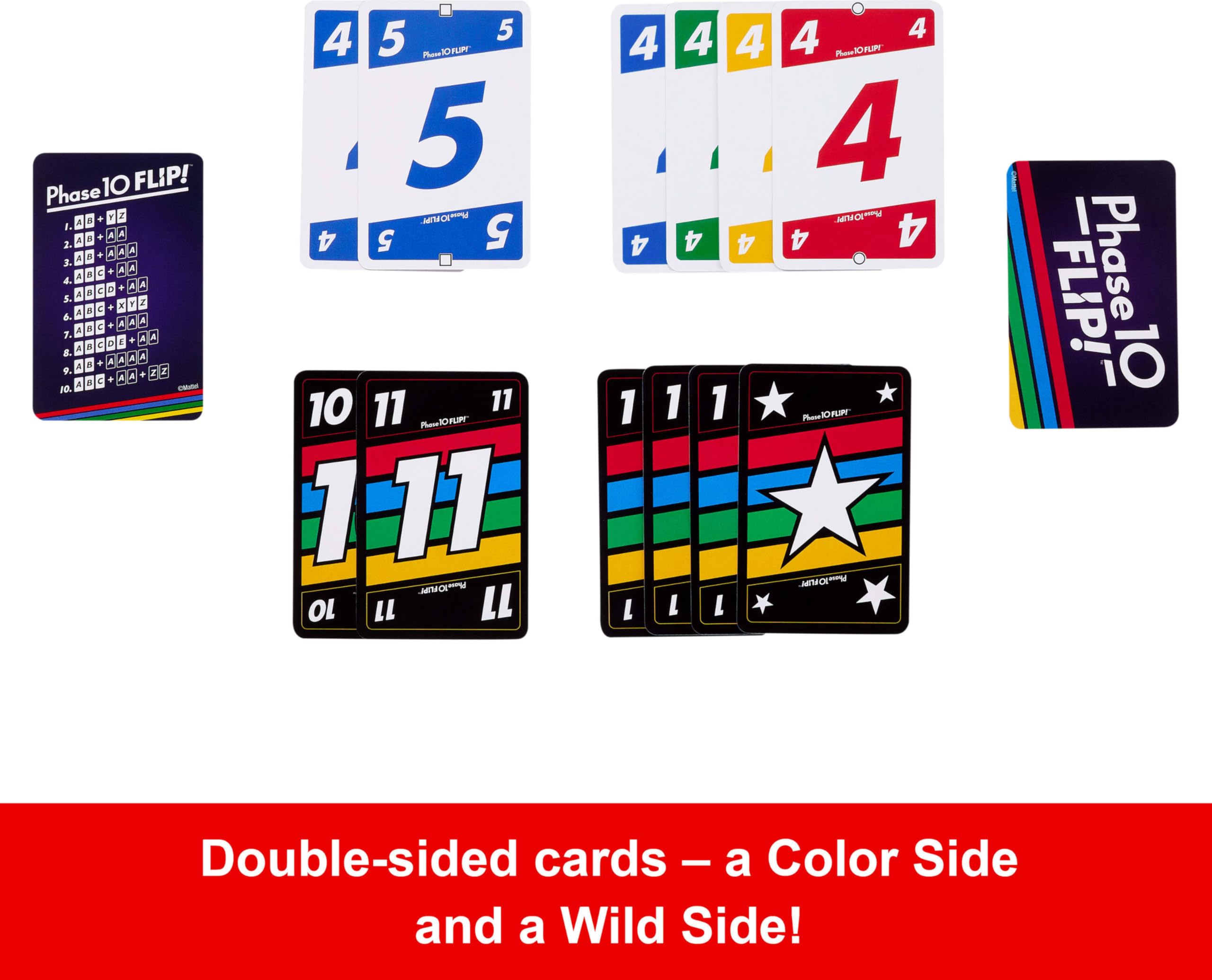 Mattel Games Phase 10 Flip Card Game, Family Card Game with Double-Sided Deck