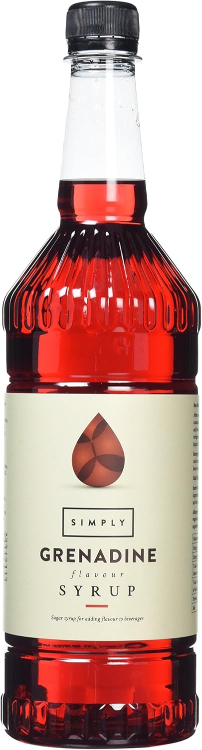 Simply - Grenadine Syrup 1L, Vegan & Nut Free, Non-Alcoholic Flavouring for Drinks & Baking