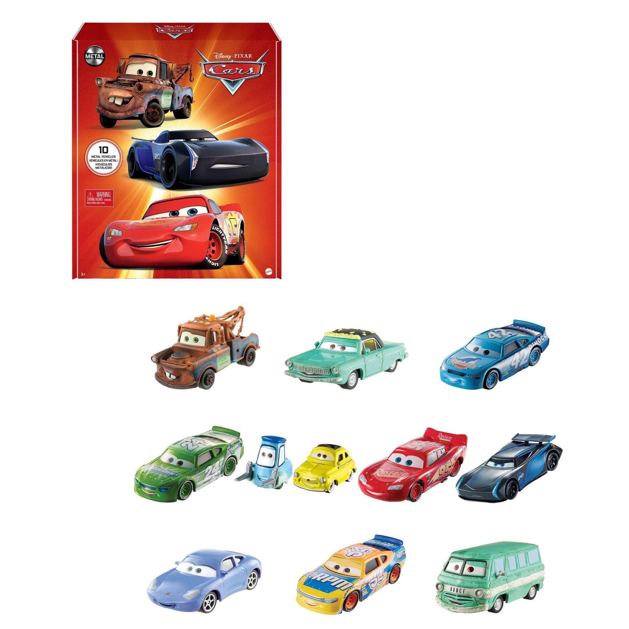 Mattel Disney Pixar Cars Die-Cast Mini Racers 10-Pack - 1:55 Scale Vehicles for Kids 3+