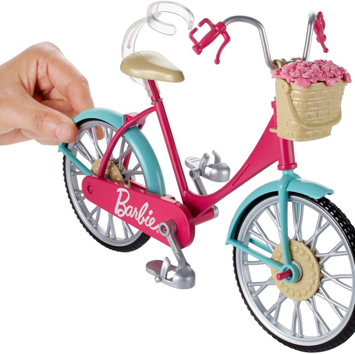 Barbie DVX55 Estate Bike - Pink & Teal Bicycle with Basket for Imaginative Play 5