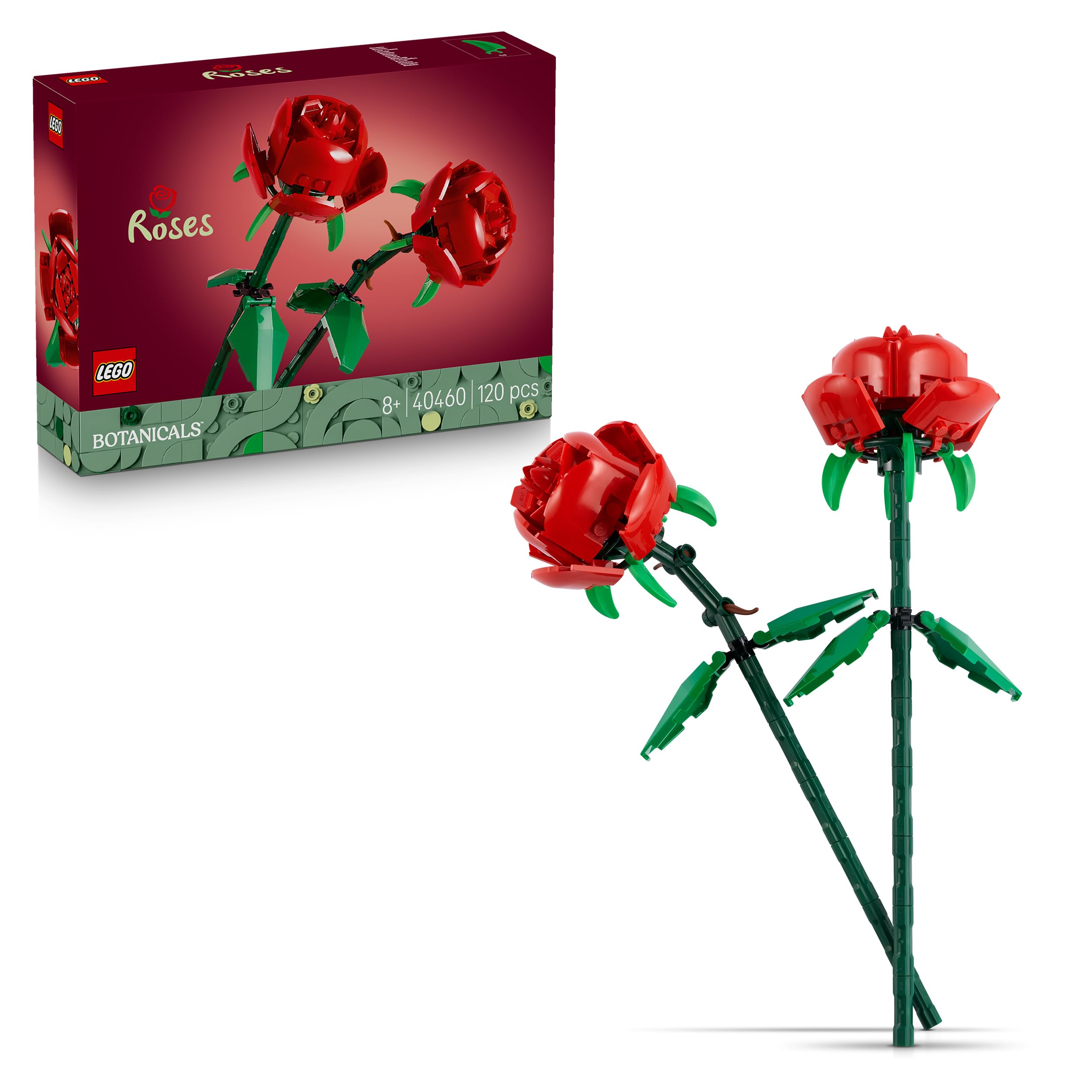LEGO Botanicals Roses Building Set 40460 | 2 Red Blooms | Ages 8+