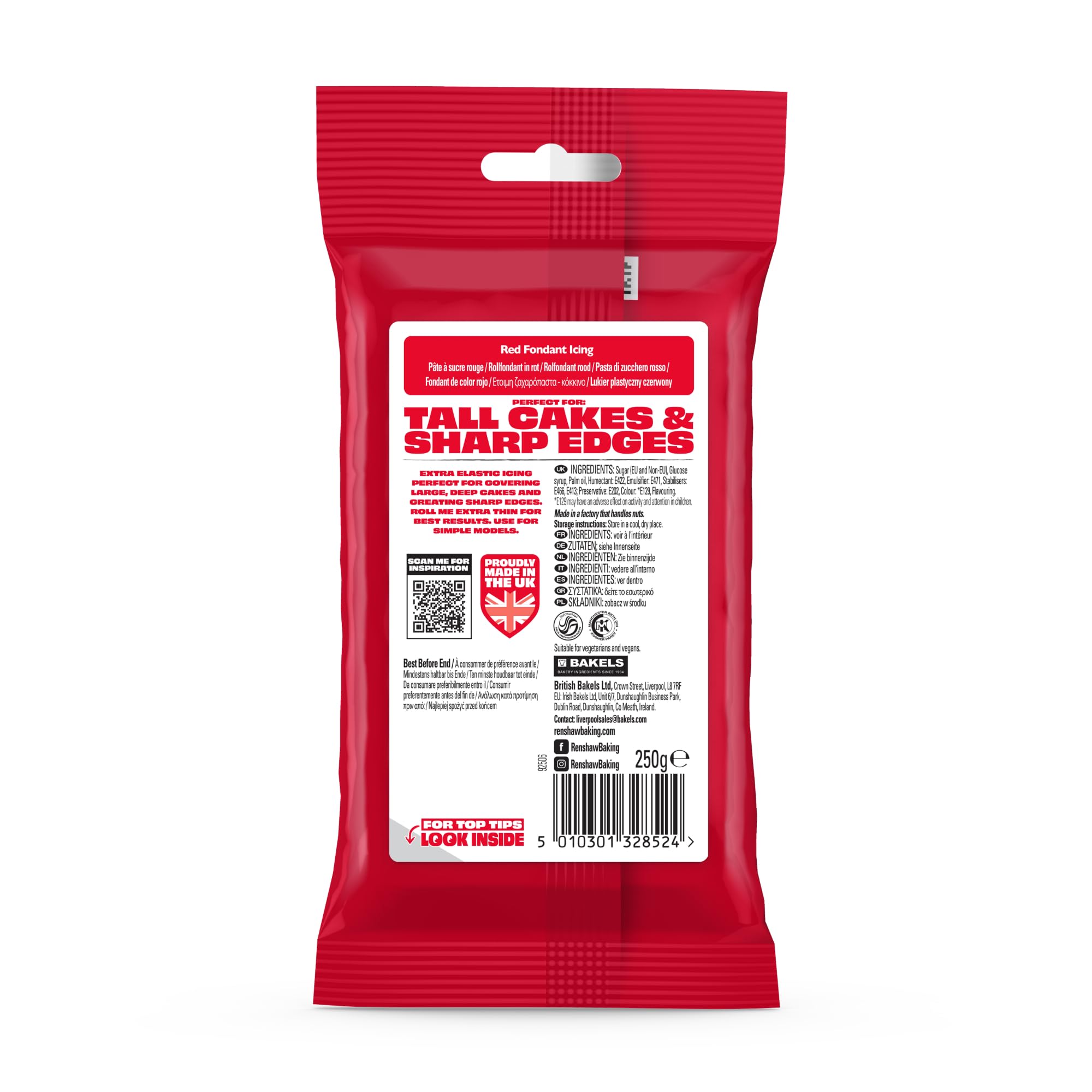 Renshaw Red Extra Stretch Fondant Icing - Ready to Roll | 250 g Packet | Firm & Elastic 2