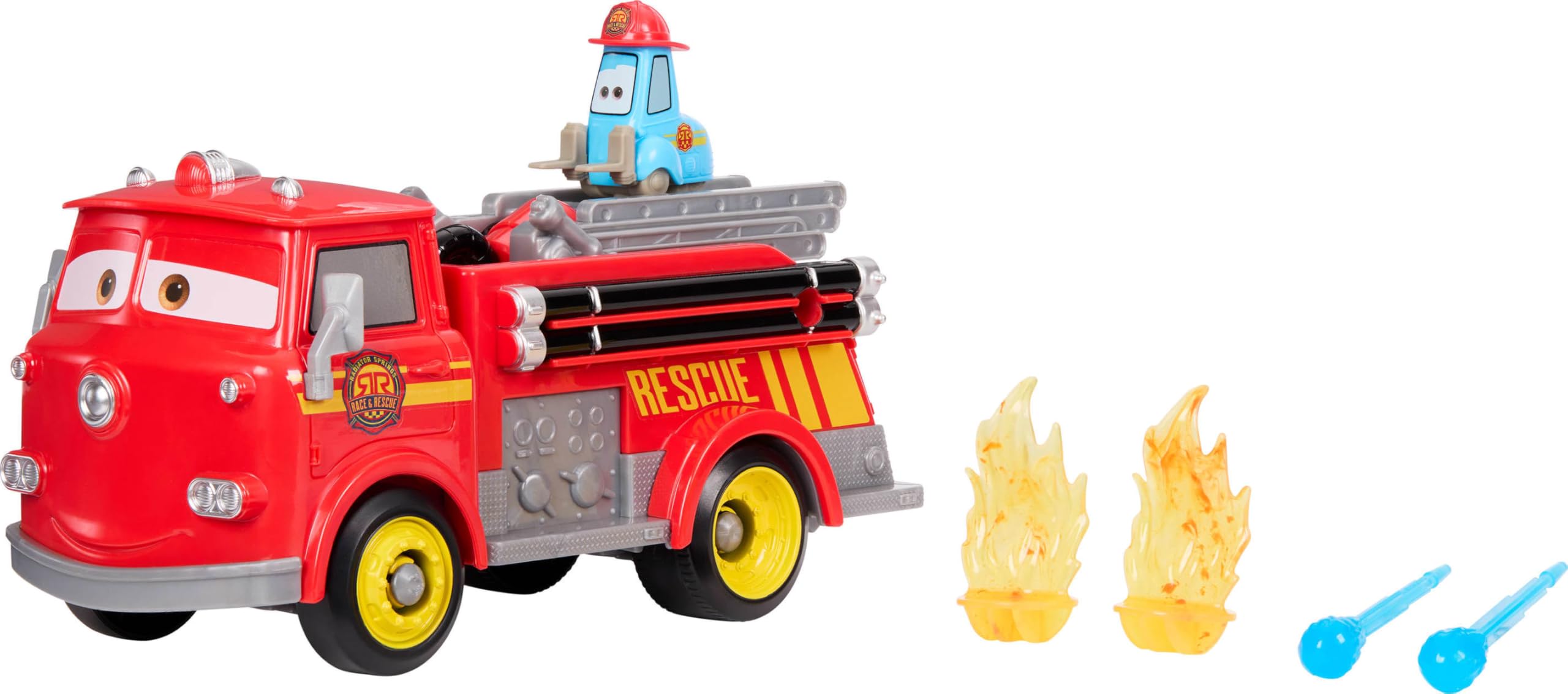 Mattel Disney and Pixar Cars Radiator Springs Race & Rescue Firetruck Playset - Red & Guido 4