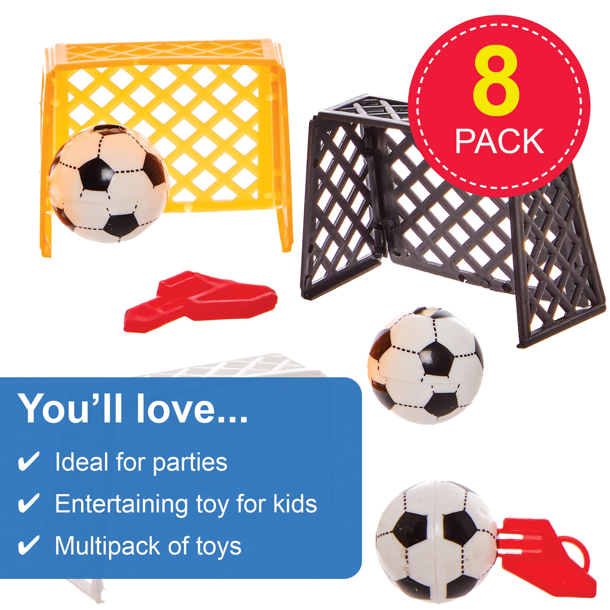 Baker Ross FN210 Mini Football Goal Set - Pack of 8 Multicolour Table Top Sports Toys 4