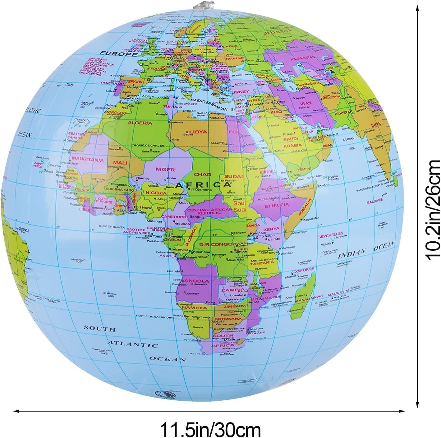 SHATCHI Inflatable World Globe - 15"/38cm Educational Geography Ball for Kids and Teachers 4