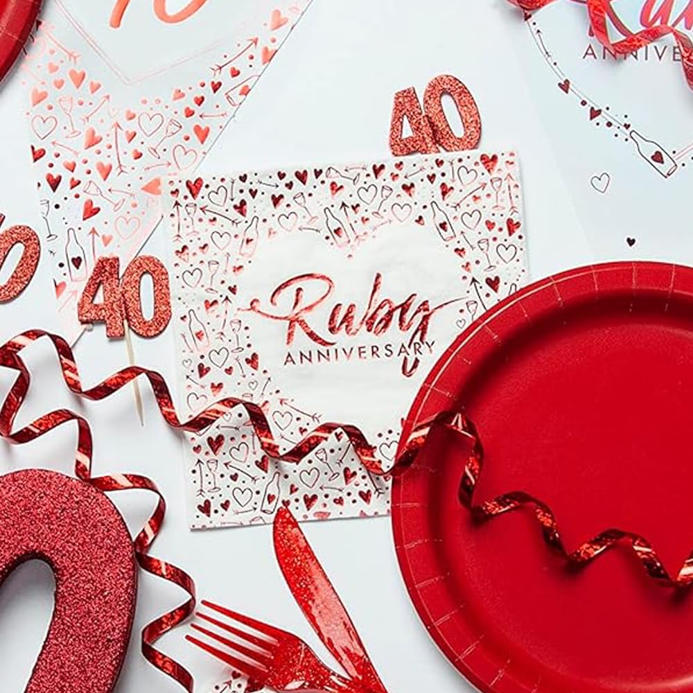 Anniversary House Ruby 40th Anniversary 3-Ply Lunch Napkins | Pack of 16 4