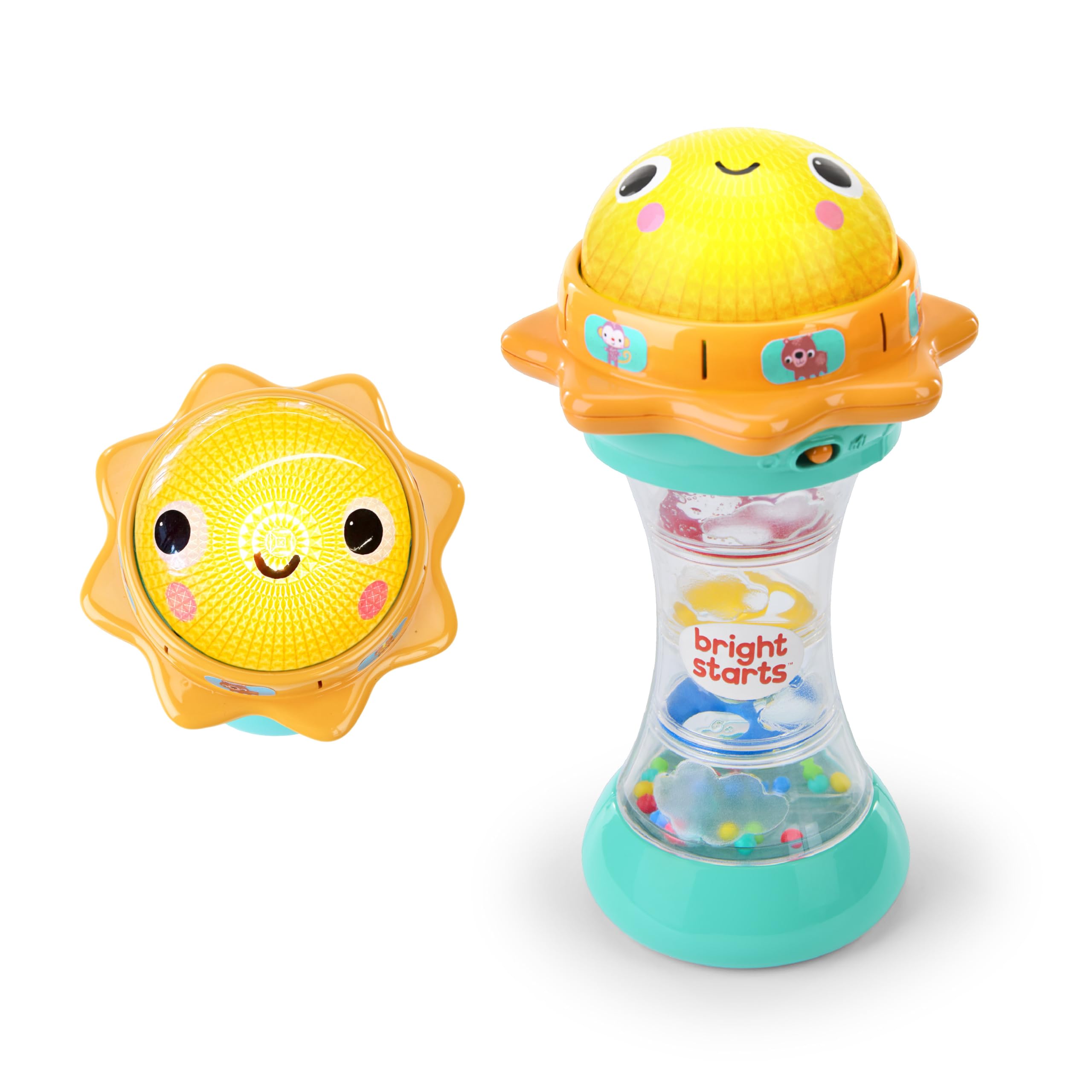 Bright Starts Just for Sun Flashlight Toy - Lights, Animal Sounds & Rattle Beads for Babies 6M+