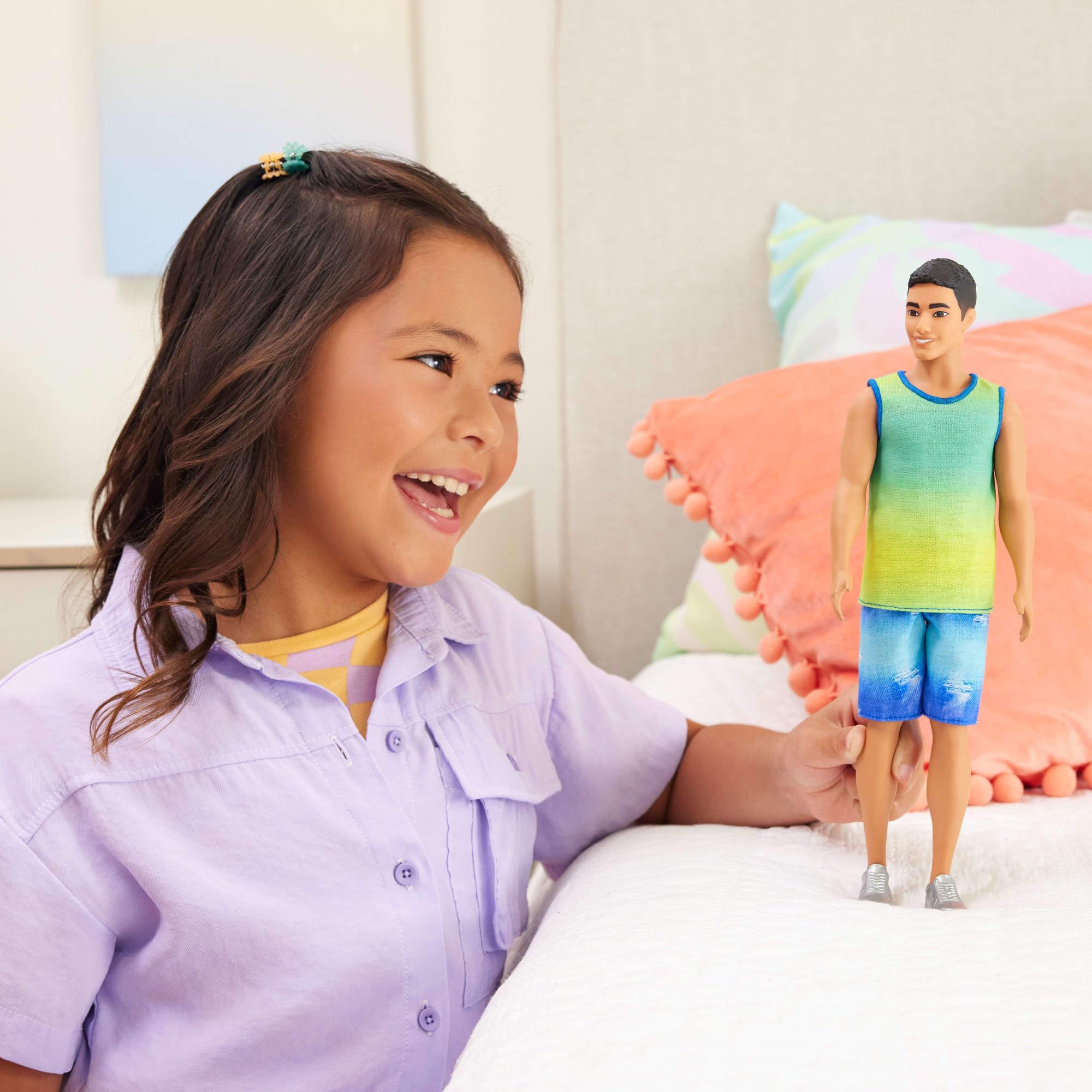 Barbie Fashionistas Ken Doll #236 with Black Hair, Blue Green Ombre Tank - Ages 3+ 4