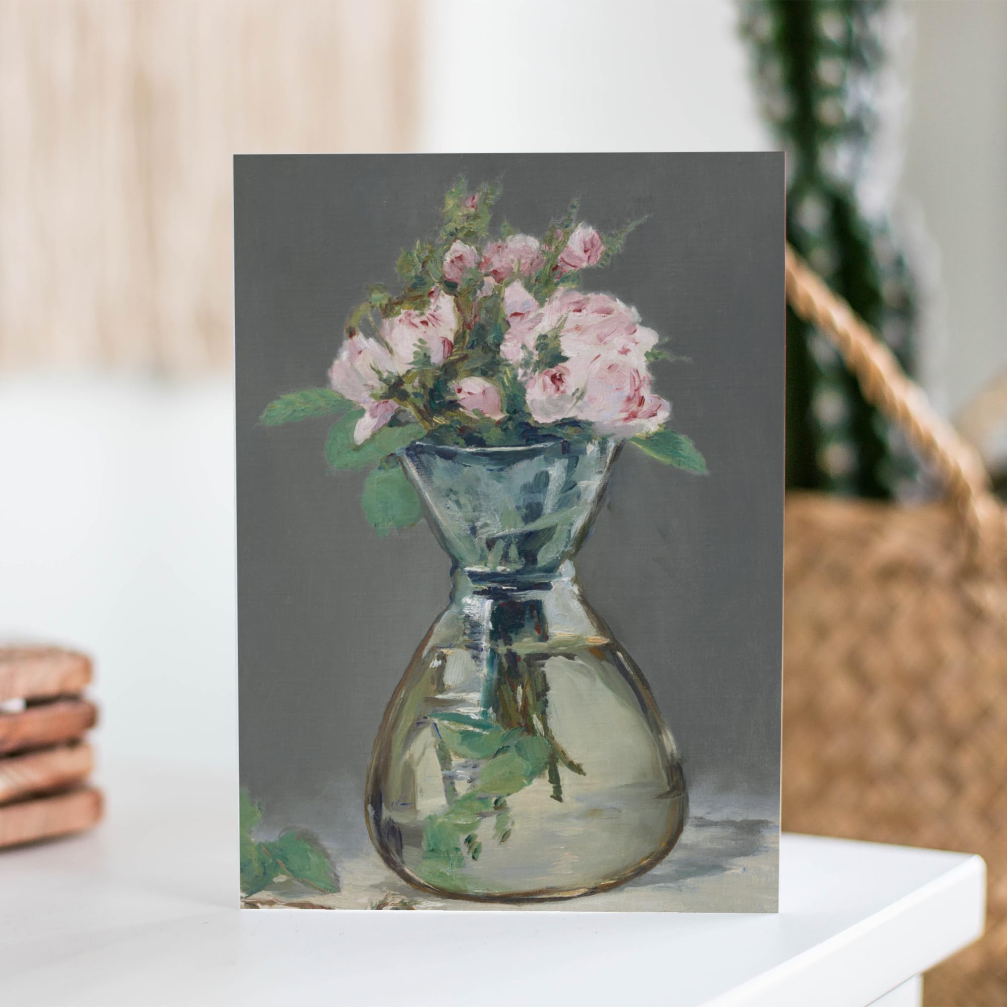 Artery8 Edouard Manet Moss Roses In A Vase 1882 Painting Fine Art Blank Greeting Card | 12.5 x 17.5 cm