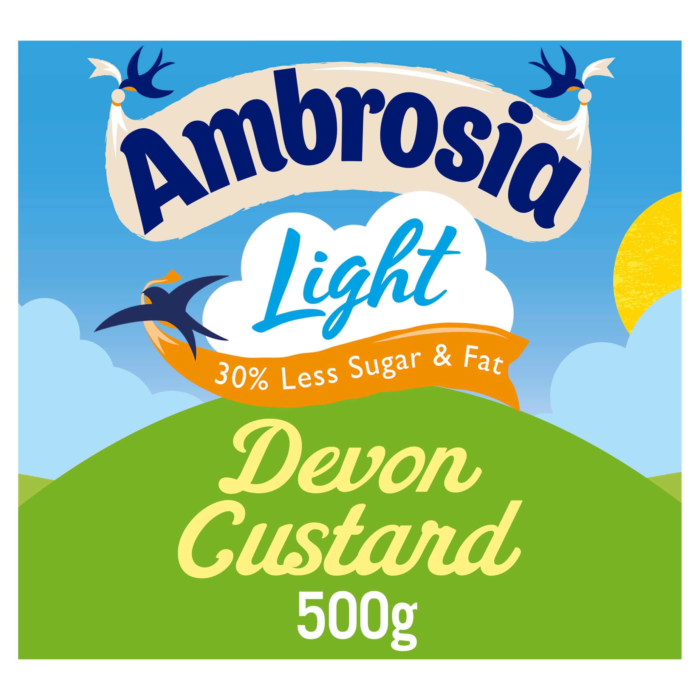 Ambrosia Light Devon Custard 500g - 30% Less Fat & Sugar, Ready-to-Eat Creamy Dessert
