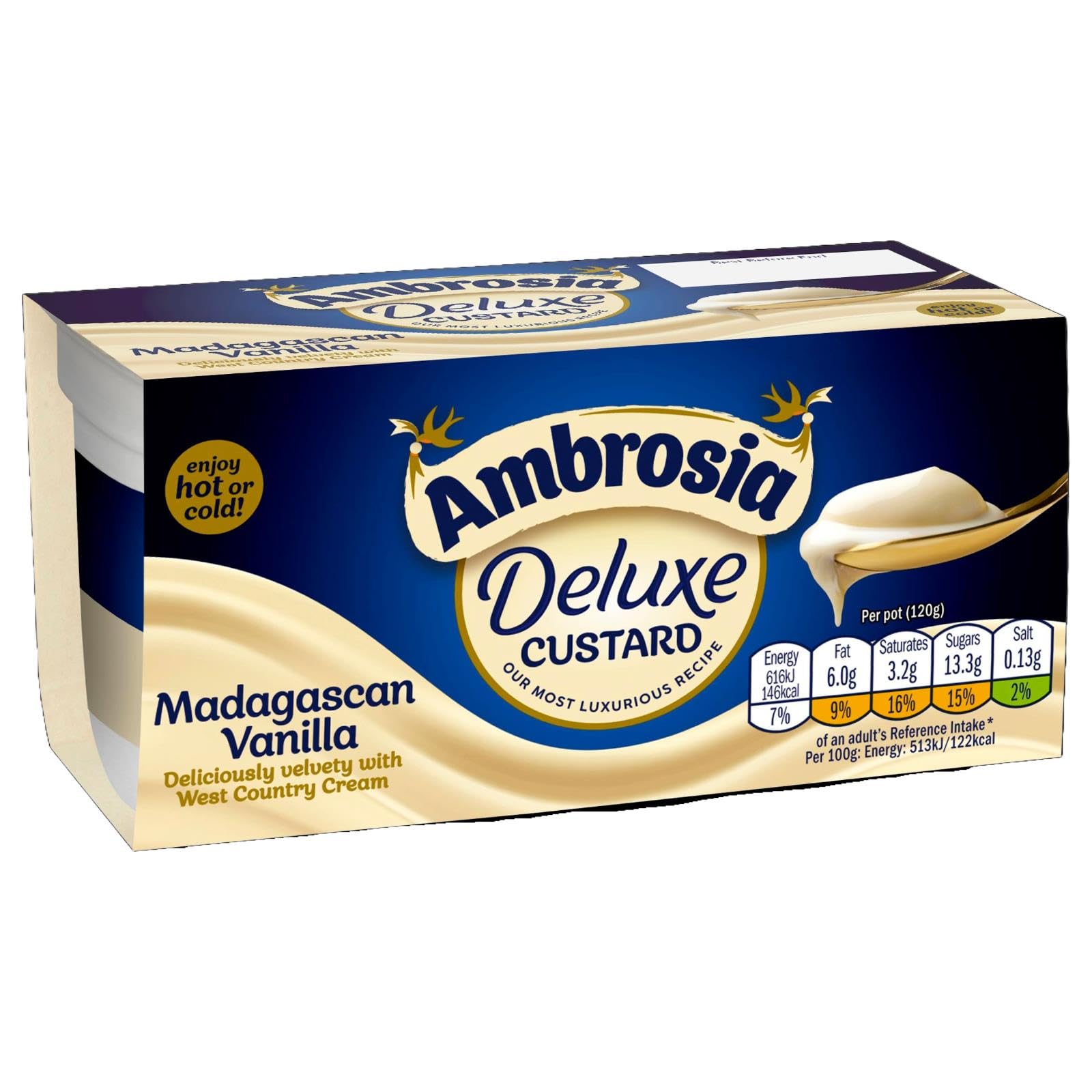 Ambrosia Deluxe Instant Custard Pots, Madagascan Vanilla, Pack of 8 (2 x 120g Pots) 4