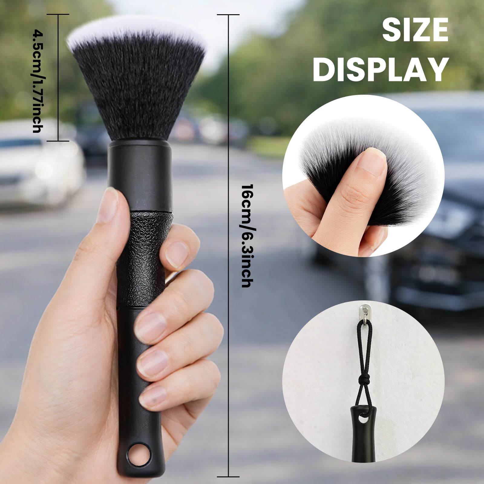 Admygo Car Detailing Brush - Ultra Soft PPS+PET Bristles | Metal-Free | Ergonomic Grip | 1 Pack