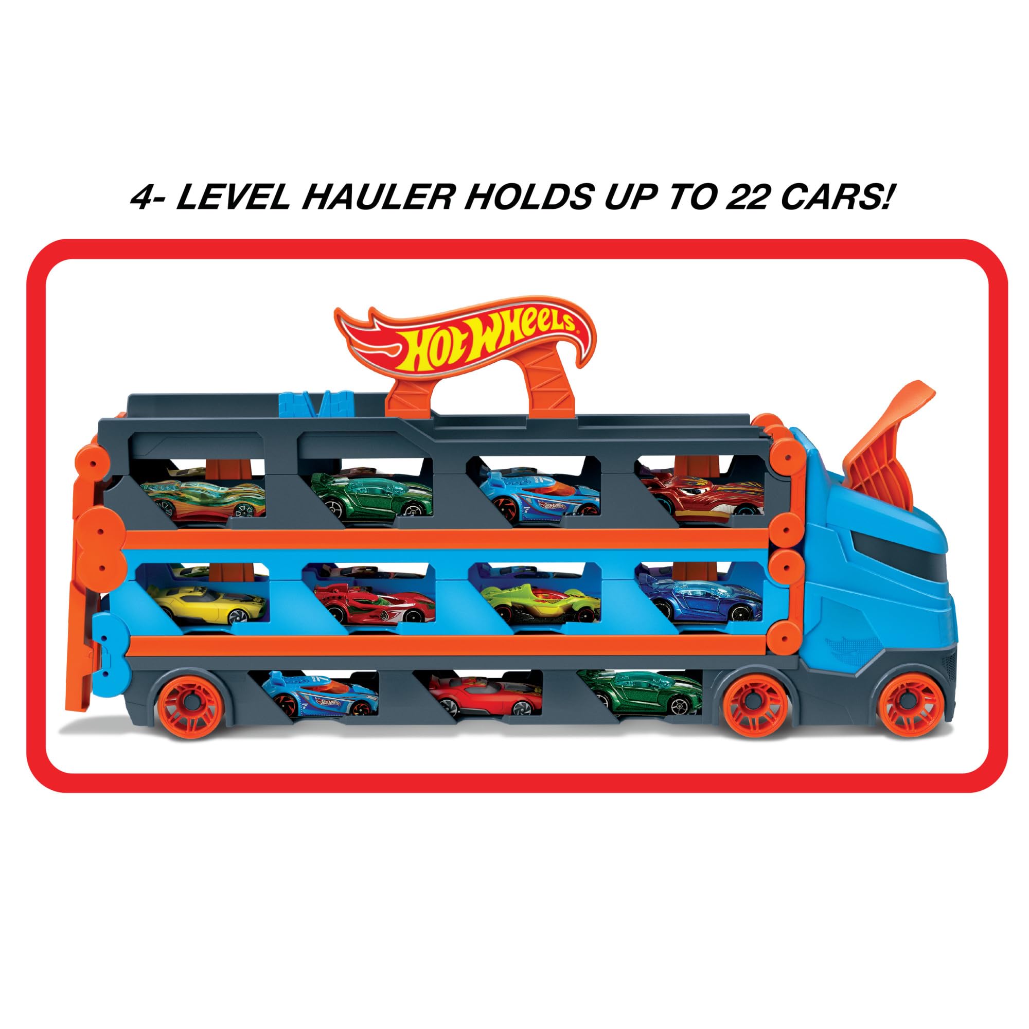 Hot Wheels Speedway Hauler - 6-Foot Race Track & Storage Carrier with 3 Cars | Ages 4+ 5