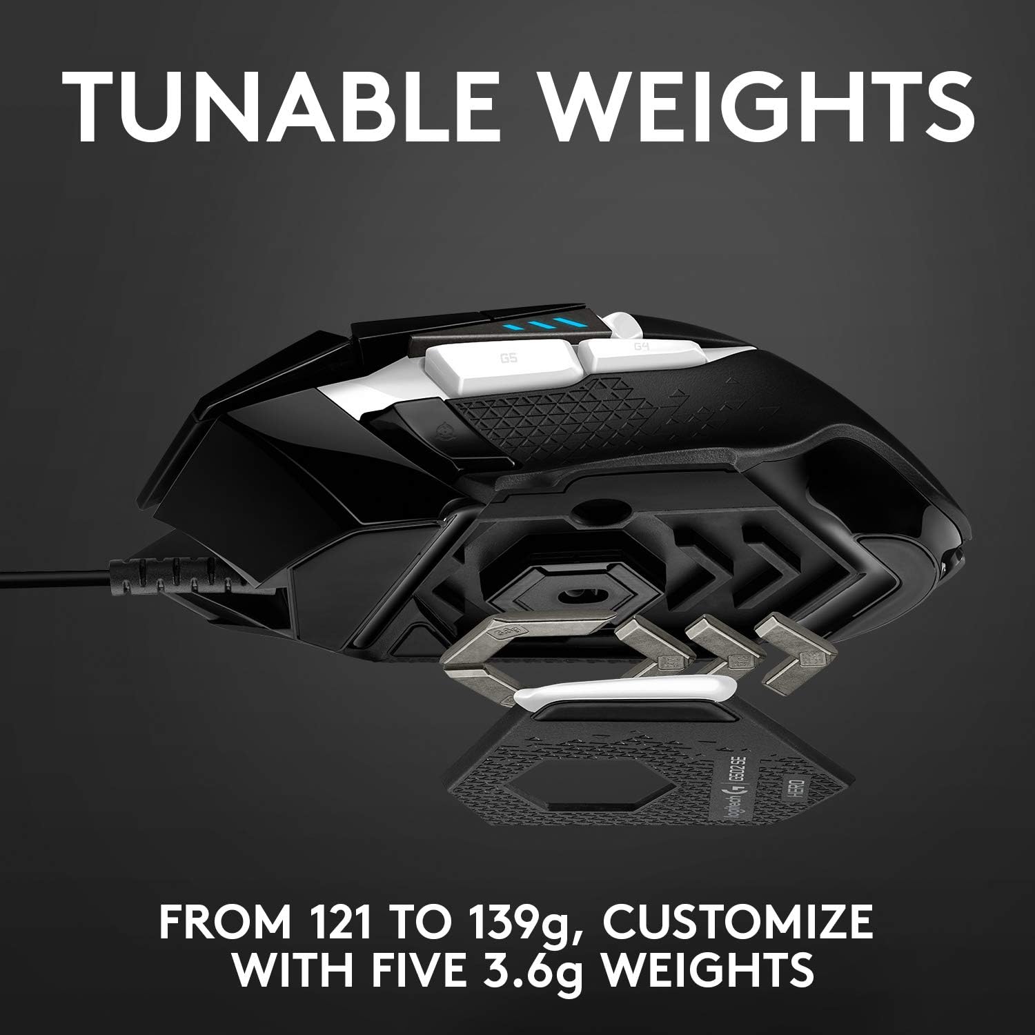 Logitech G502 HERO 25K Gaming Mouse Special Edition - Black & White 6