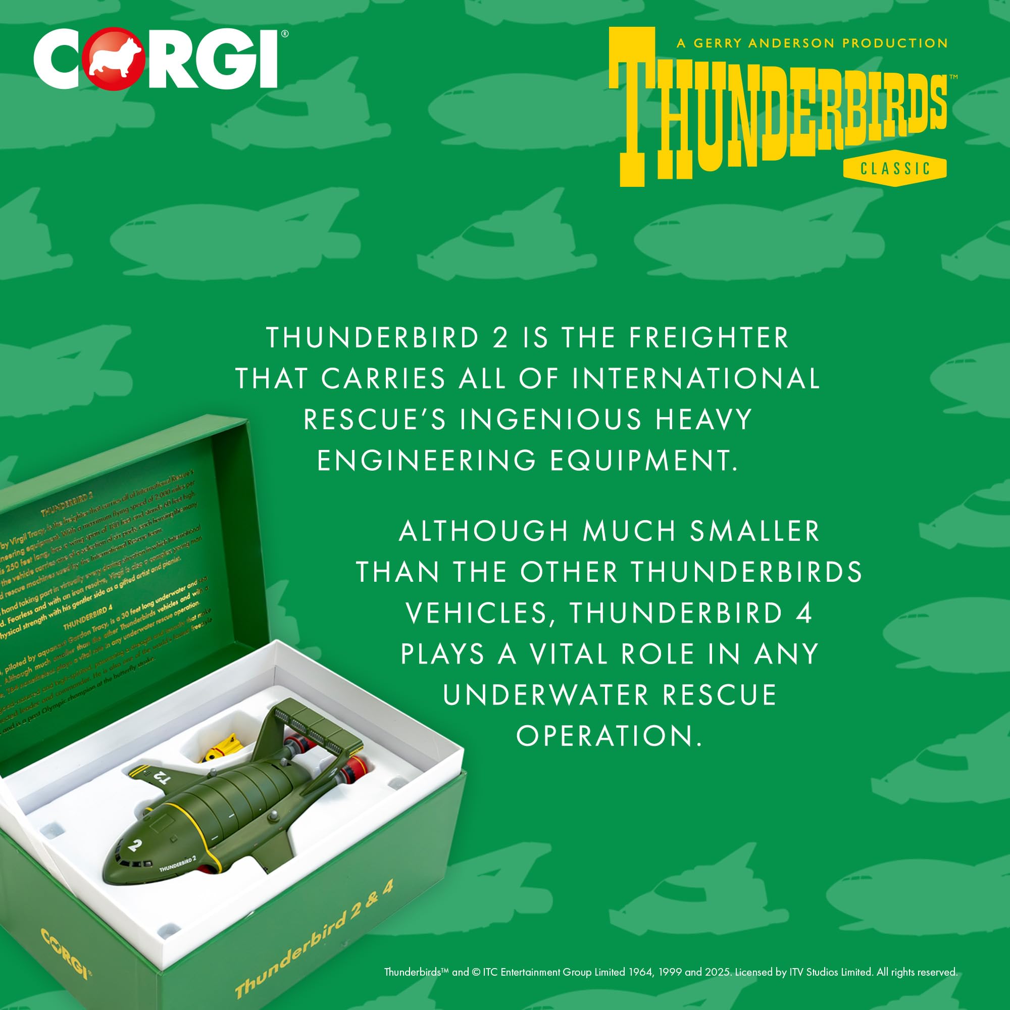 Corgi Diecast Model Cars - CC00804 Thunderbirds F.A.B. Collection Thunderbird 2 and 4 - Classic Aircraft Collectible for Men & Women - Die Cast Vehicle Models for Boys & Thunderbirds Enthusiasts 3