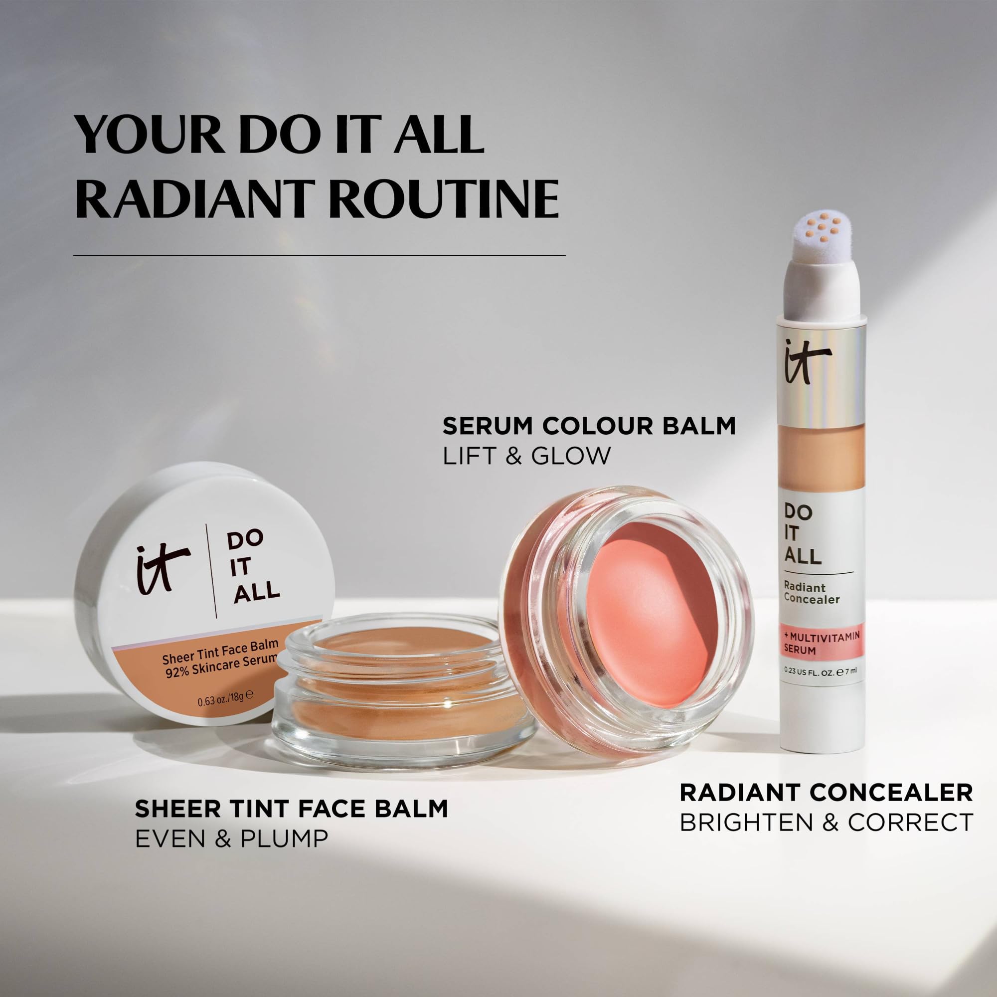 IT Cosmetics Do It All Sheer Tint Face Balm - Sheer Coverage | 24hr Hydration | Wrinkle Minimizing | Fairest Neutral 8