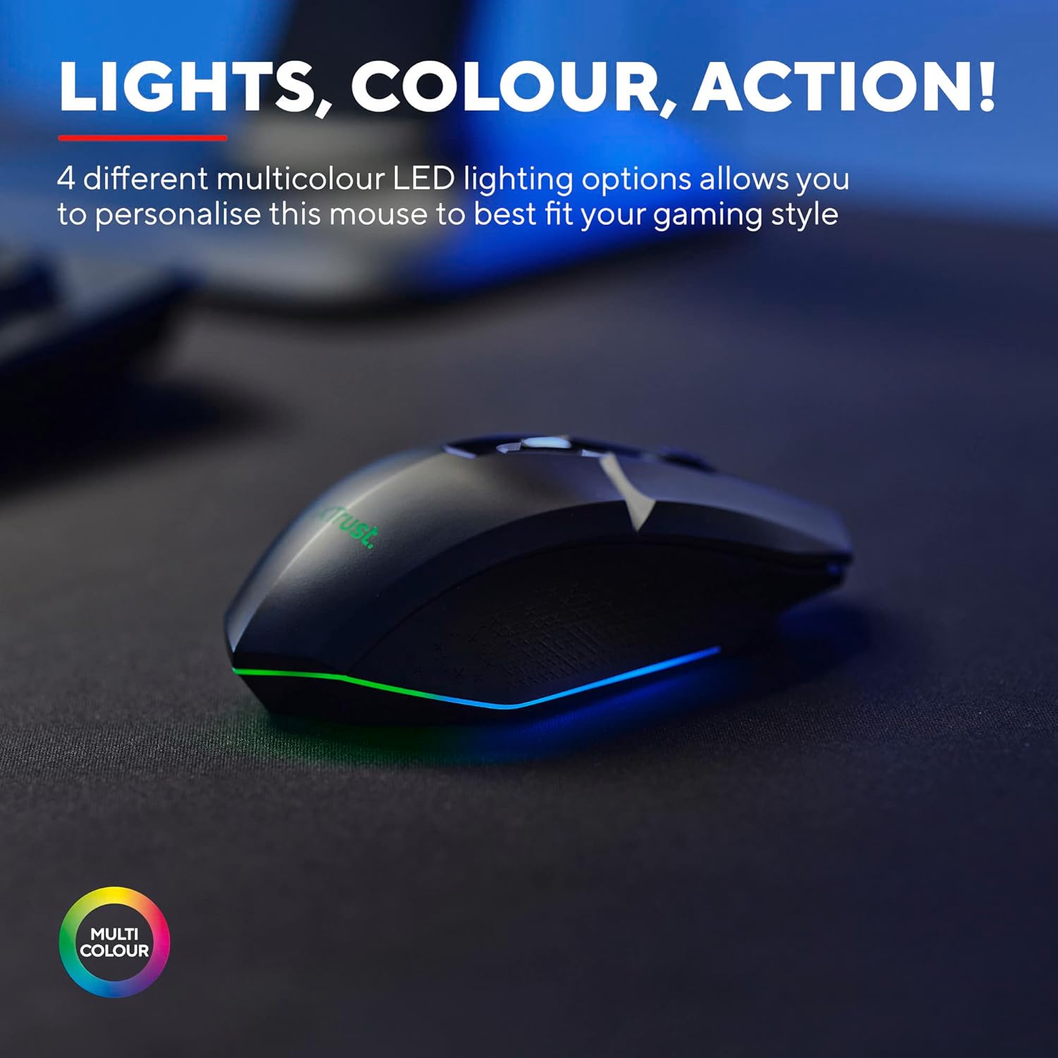 Trust Gaming GXT 110 Felox Rechargeable Wireless Gaming Mouse – 80H Battery, 800-4800 DPI, RGB LED, 6 Buttons 10