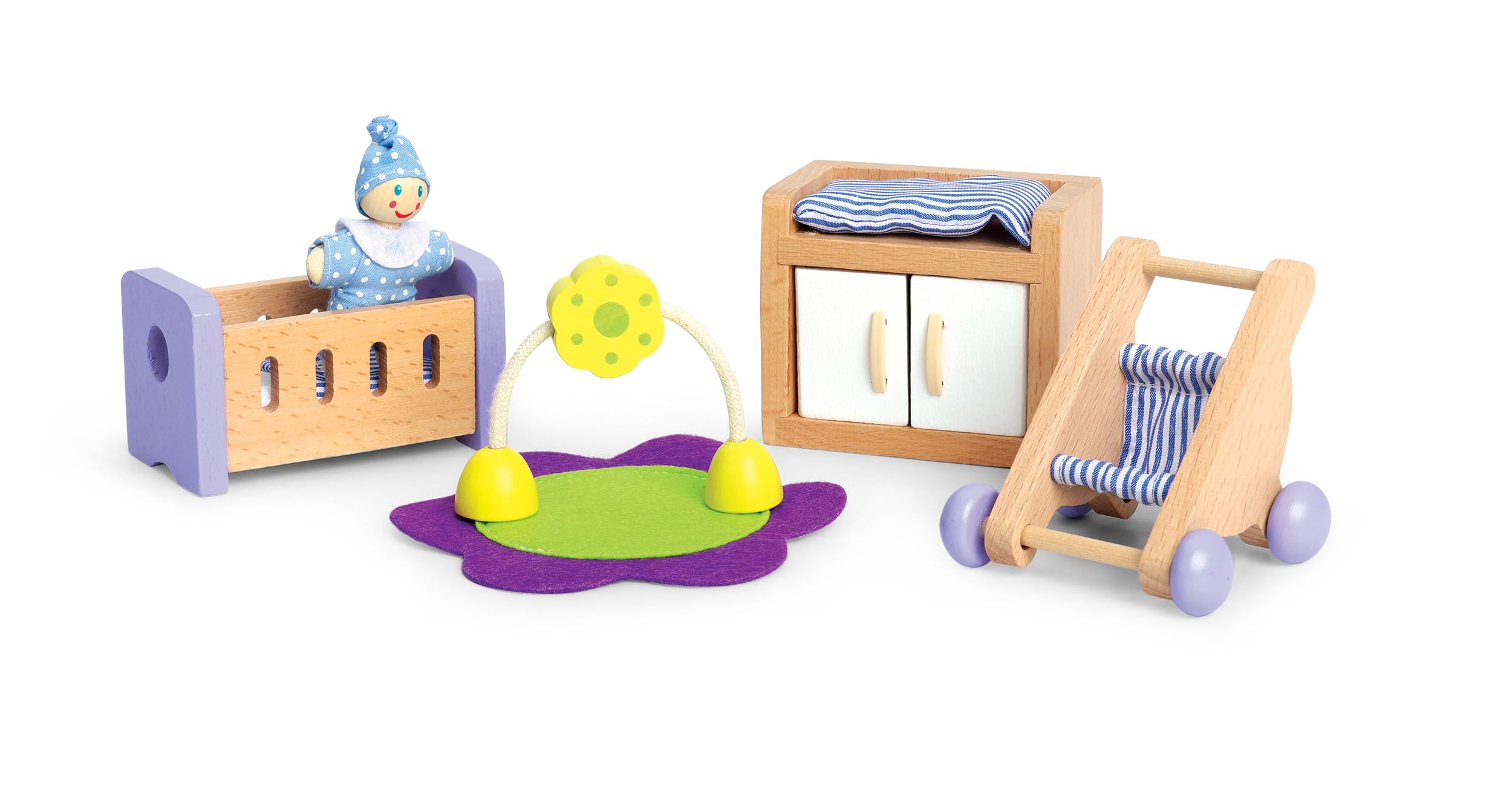 Hape E3459 Baby's Room Wooden Dollhouse Accessories - 1" Scale Playset for Toddlers 6