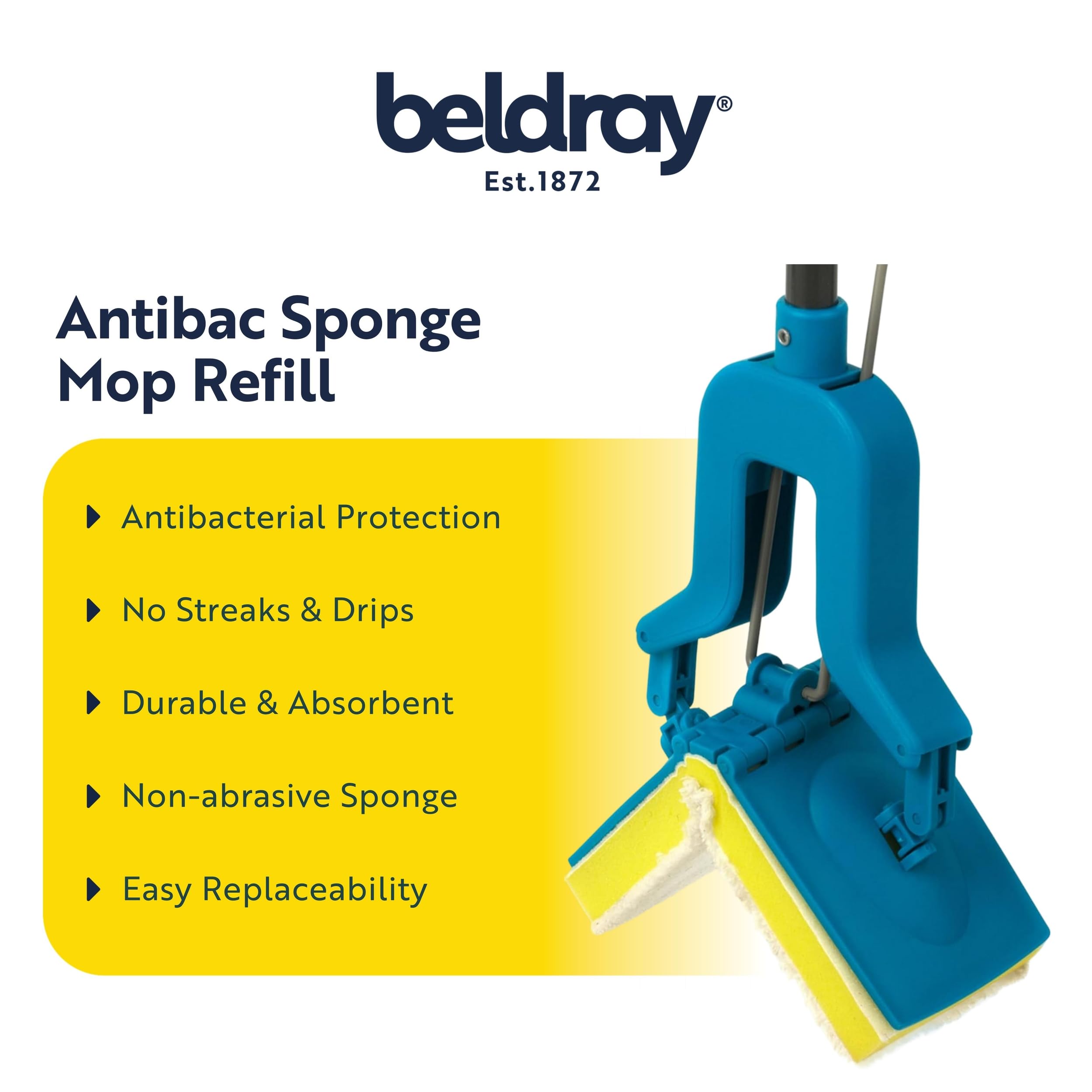 Beldray Antibac Refill Head LA080813UFEU7 | Replacement Pad for Mop LA026477PK10UFEU | Grey/Blue