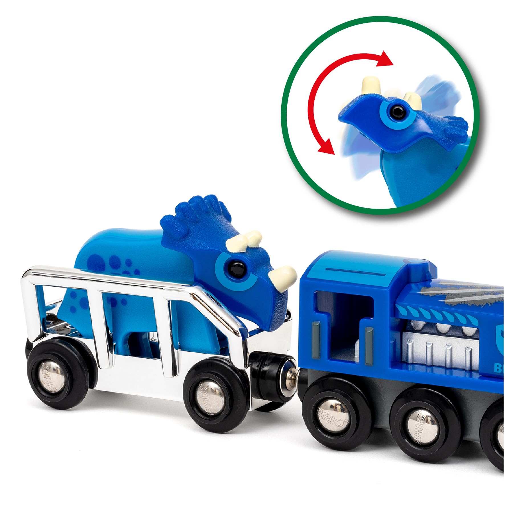 BRIO World Special Edition Train 2025 - Blue Wooden Toy Train with Dinosaur Character 6