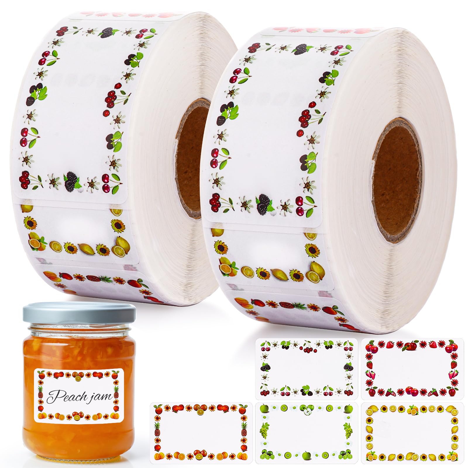 ASelected 1000 Pcs Jam Jar Labels, 30 x 50 mm All-Purpose Self-Adhesive Stickers, Multi-colored 1
