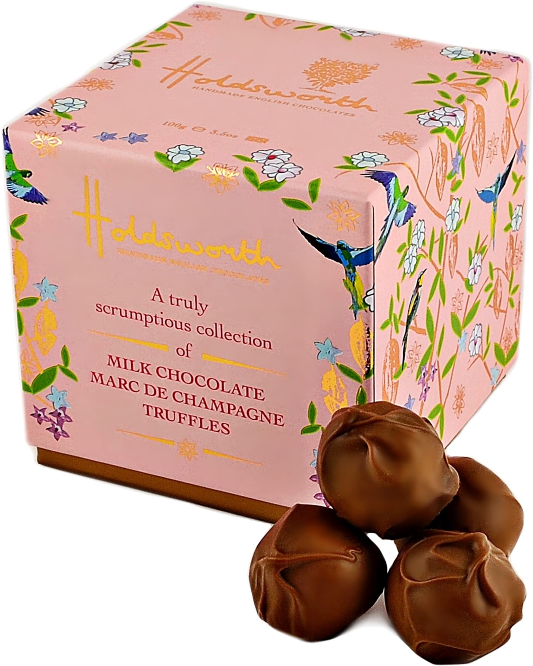 Holdsworth Chocolates Classics - Marc de Champagne Handmade Milk Chocolate Truffles 100g