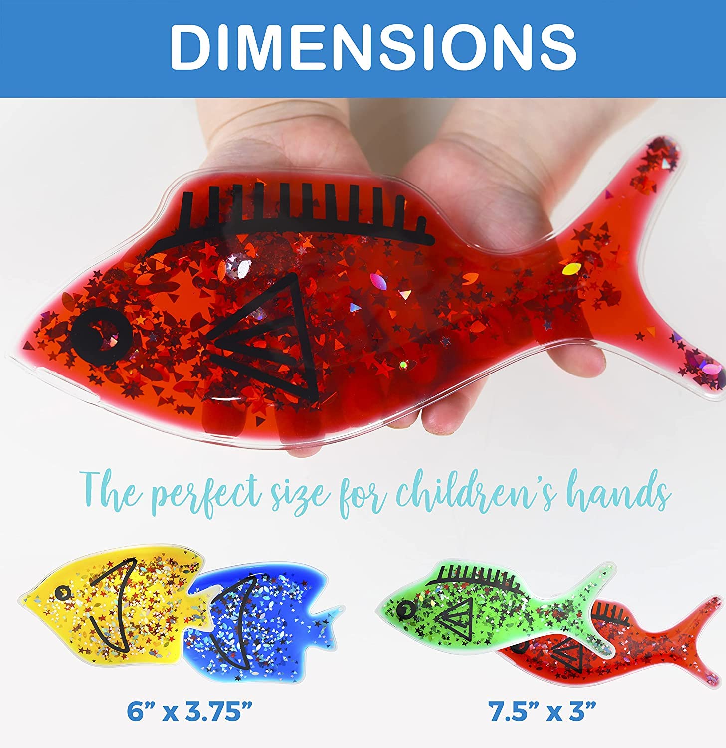 Gel Squidgy Sparkle Sensory Fish Fidget Toys - 4 Pack for Tactile Play 6